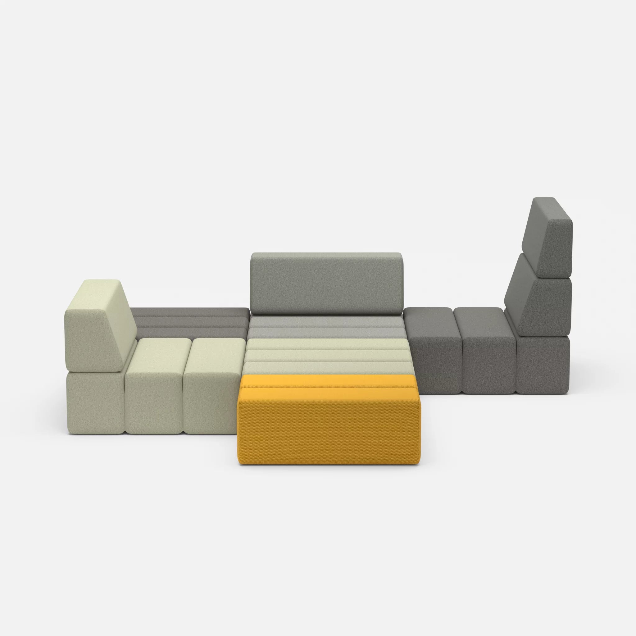 Ecksofa Bricks 3 dama0004-dama0003 in Dunkelgrau und Mittelgrau von vorne