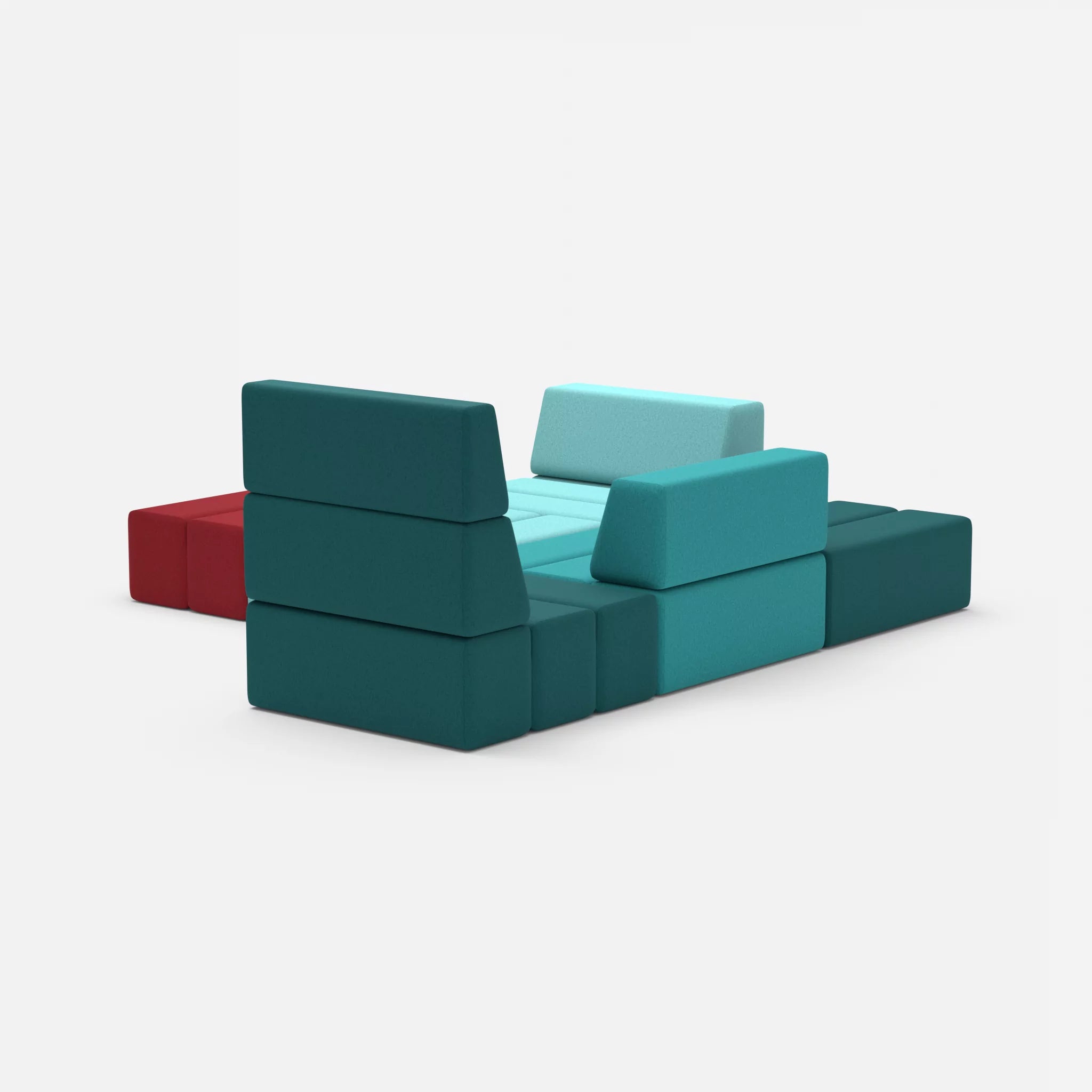 Ecksofa Bricks 3 dama0018-dama0076 in Türkis und Türkis von hinten