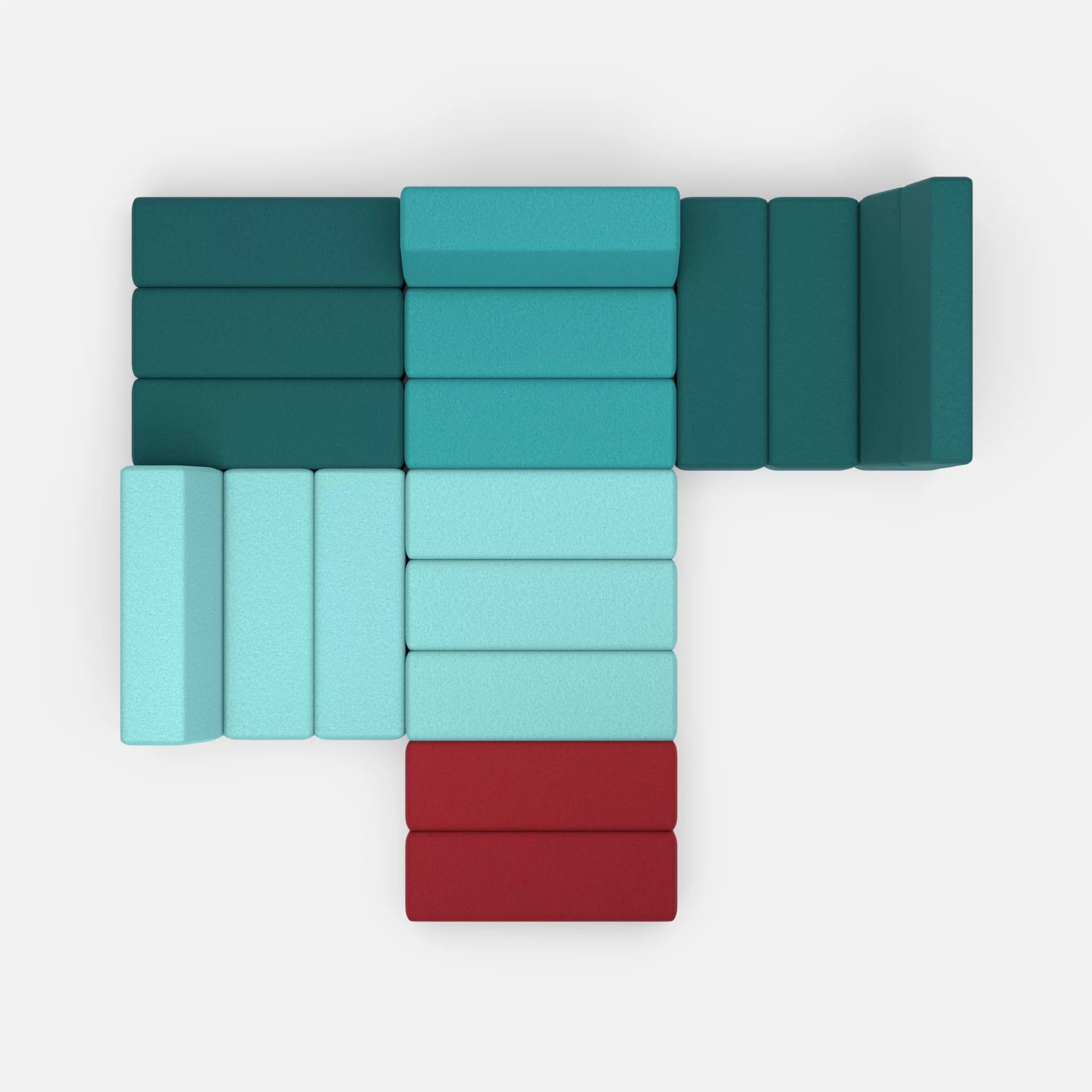 Ecksofa Bricks 3 dama0018-dama0076 in Türkis und Türkis von oben