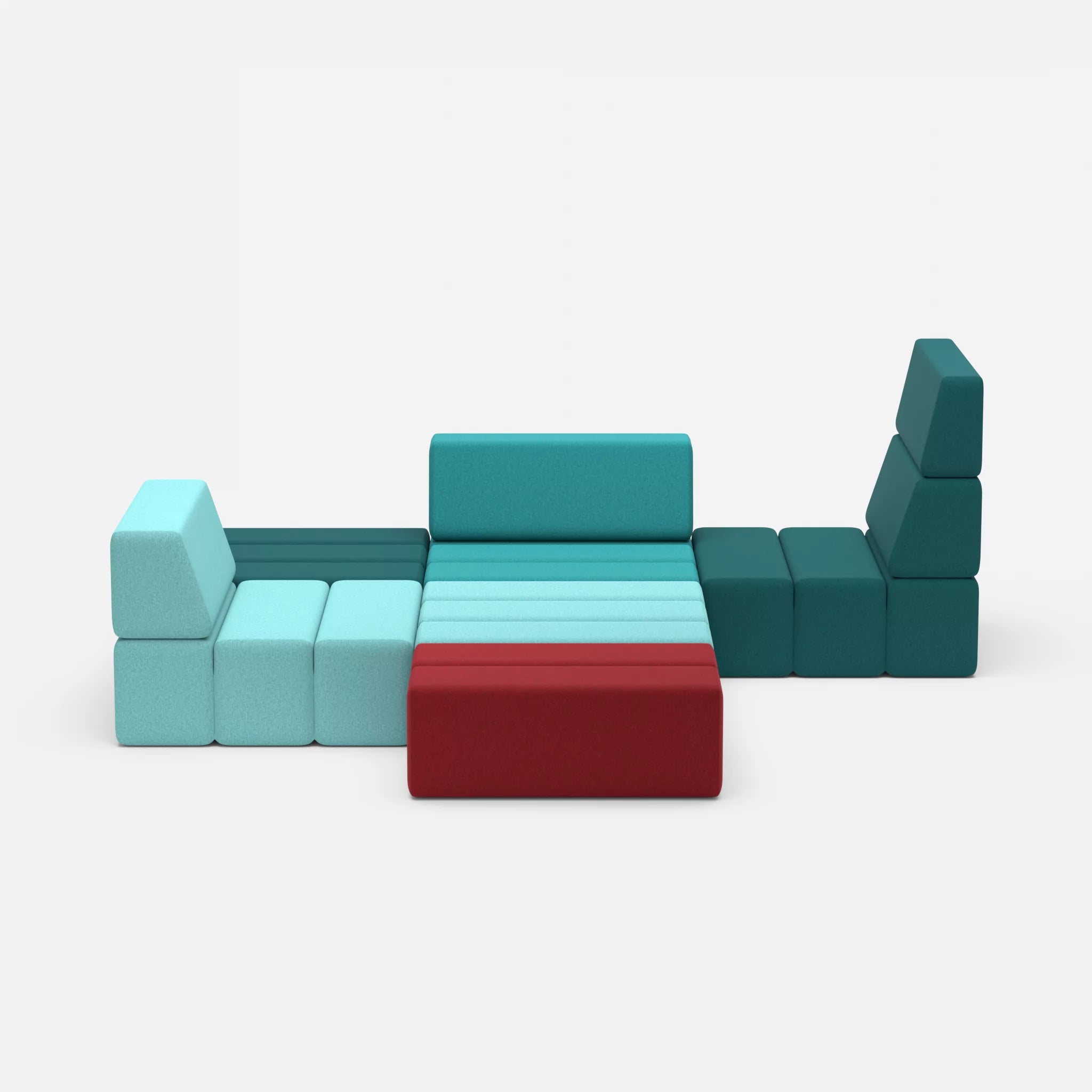Ecksofa Bricks 3 dama0018-dama0076 in Türkis und Türkis von vorne