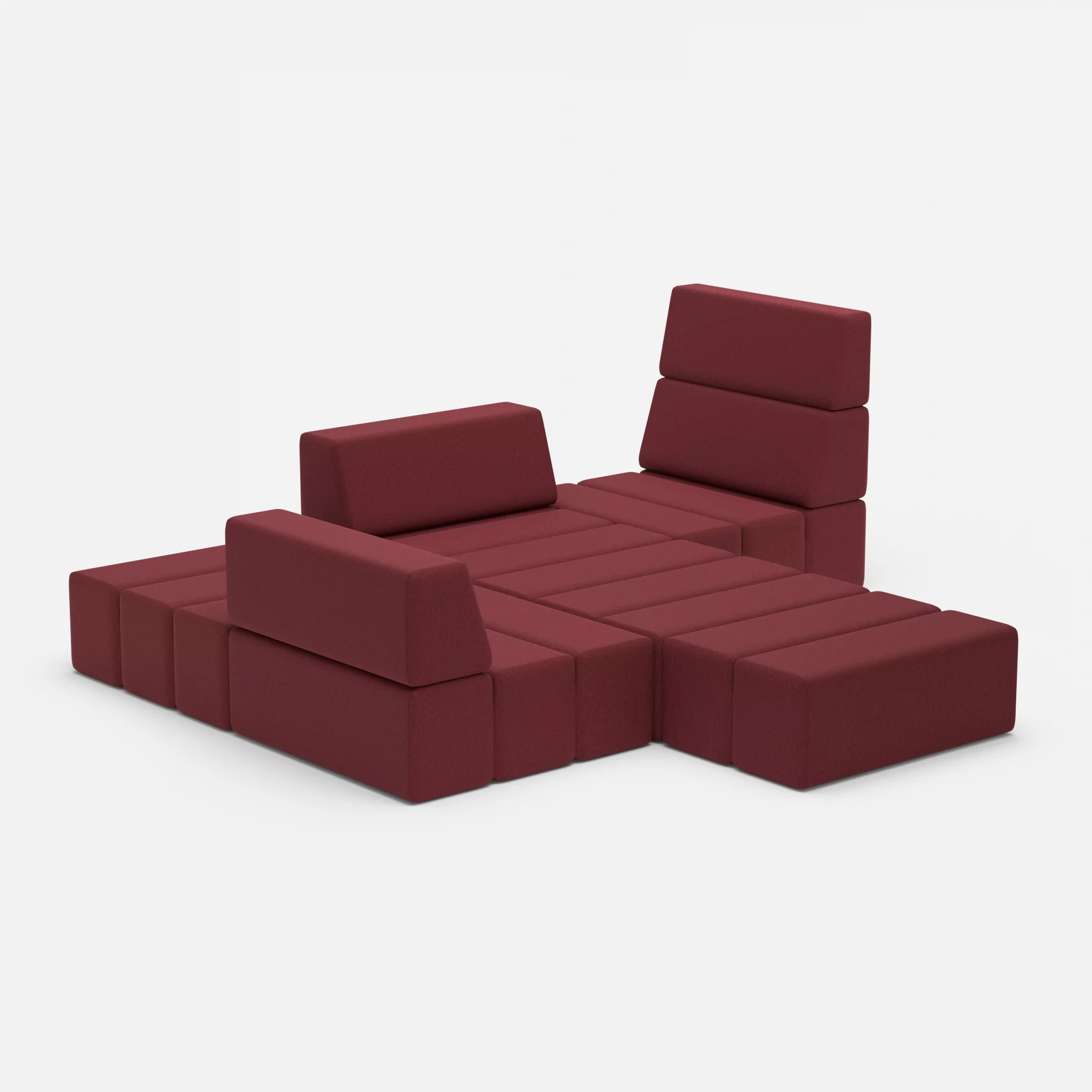 Ecksofa Bricks 3 dama0034 in Bordeaux von der Seite