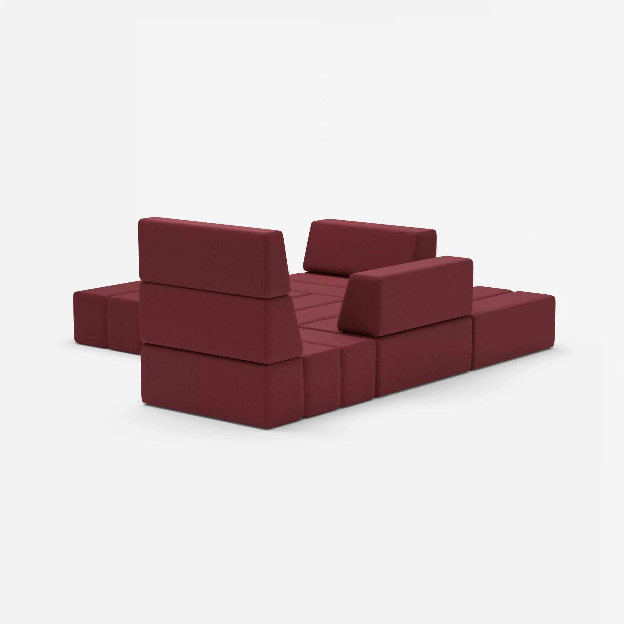 Ecksofa Bricks 3 dama0034 in Bordeaux von hinten