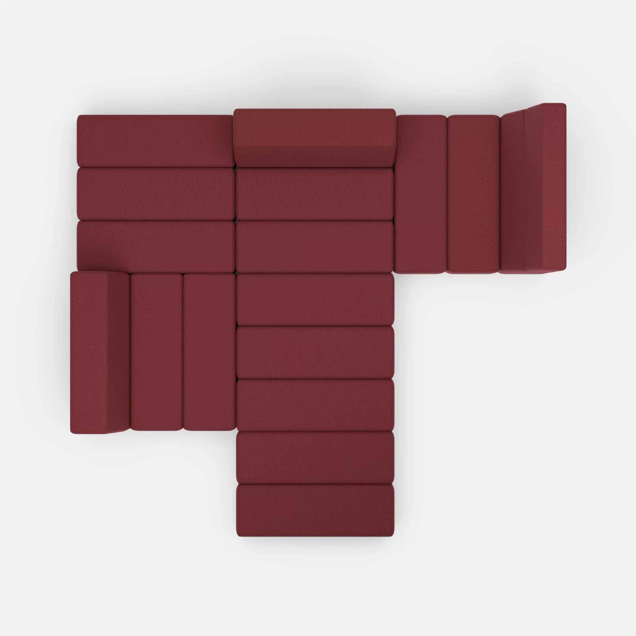 Ecksofa Bricks 3 dama0034 in Bordeaux von oben