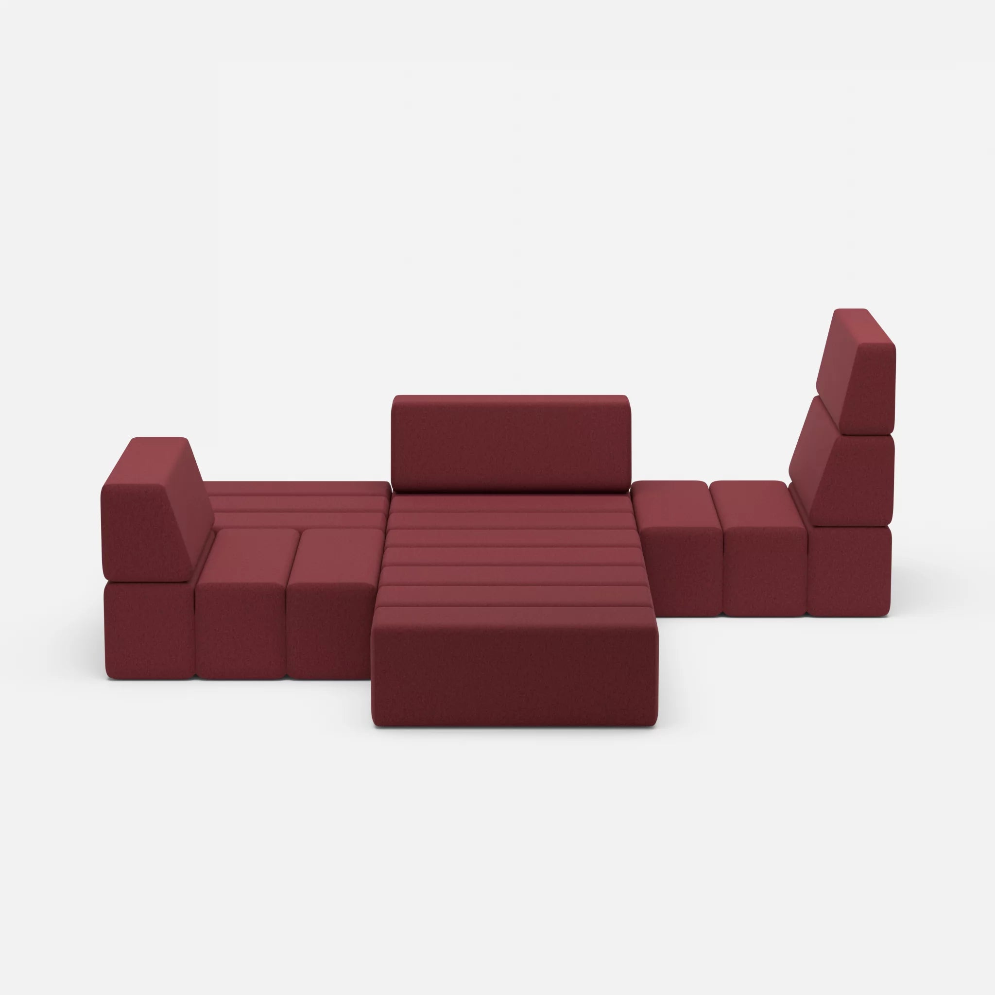 Ecksofa Bricks 3 dama0034 in Bordeaux von vorne