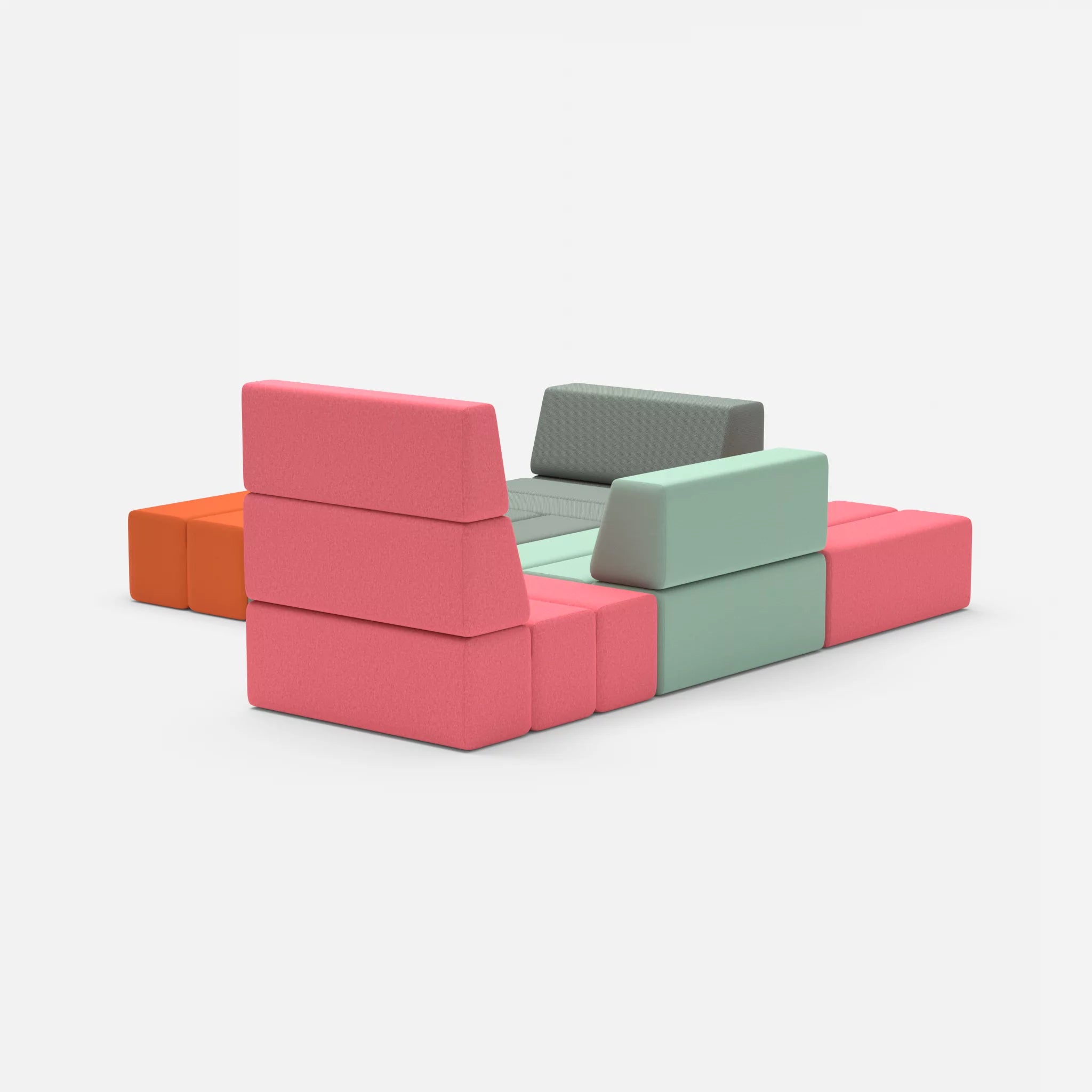 Ecksofa Bricks 3 dama0083-radio7045 in Pink und Hellblau von hinten