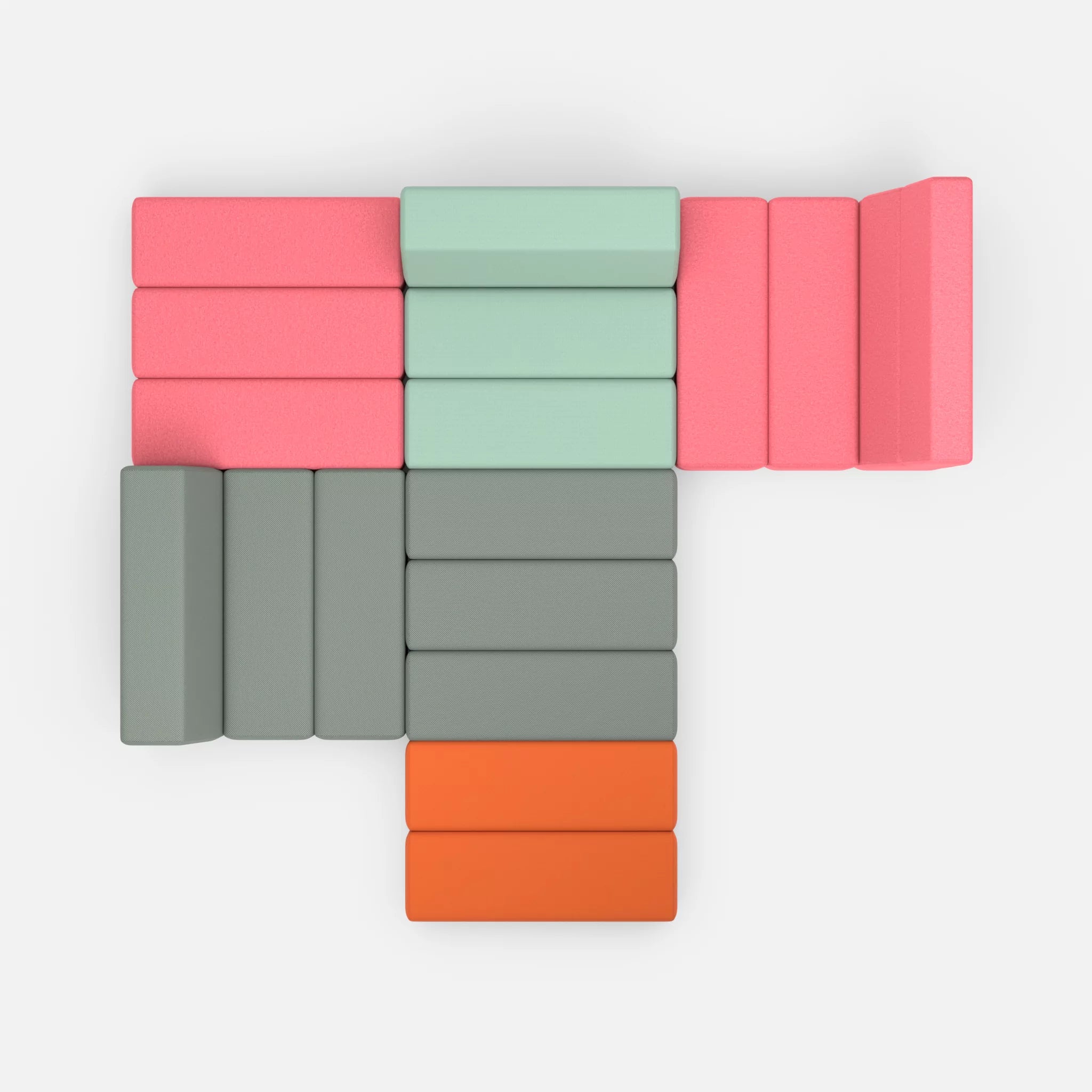Ecksofa Bricks 3 dama0083-radio7045 in Pink und Hellblau von oben