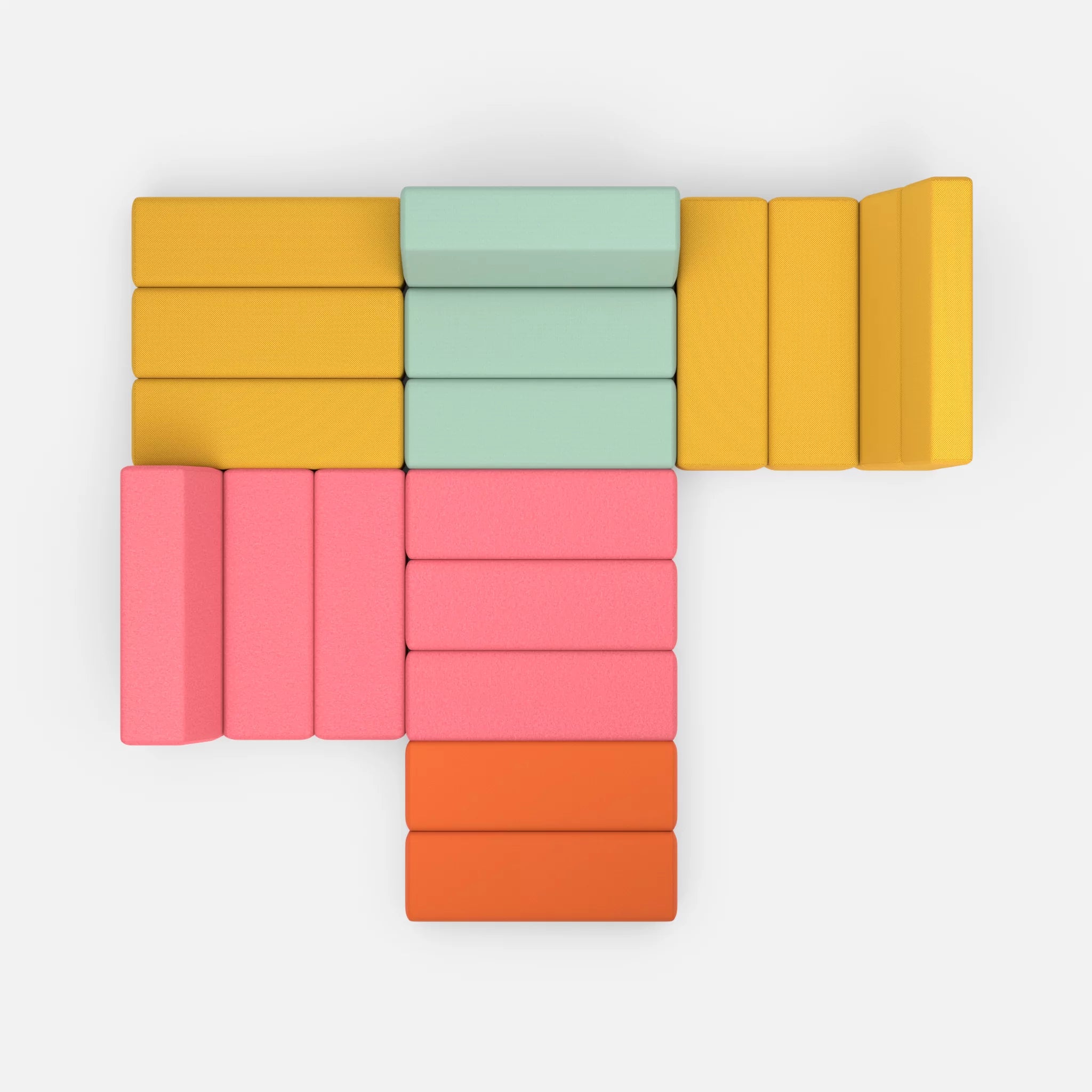 Ecksofa Bricks 3 novumcurry-radio7045 in Curry und Hellblau von oben