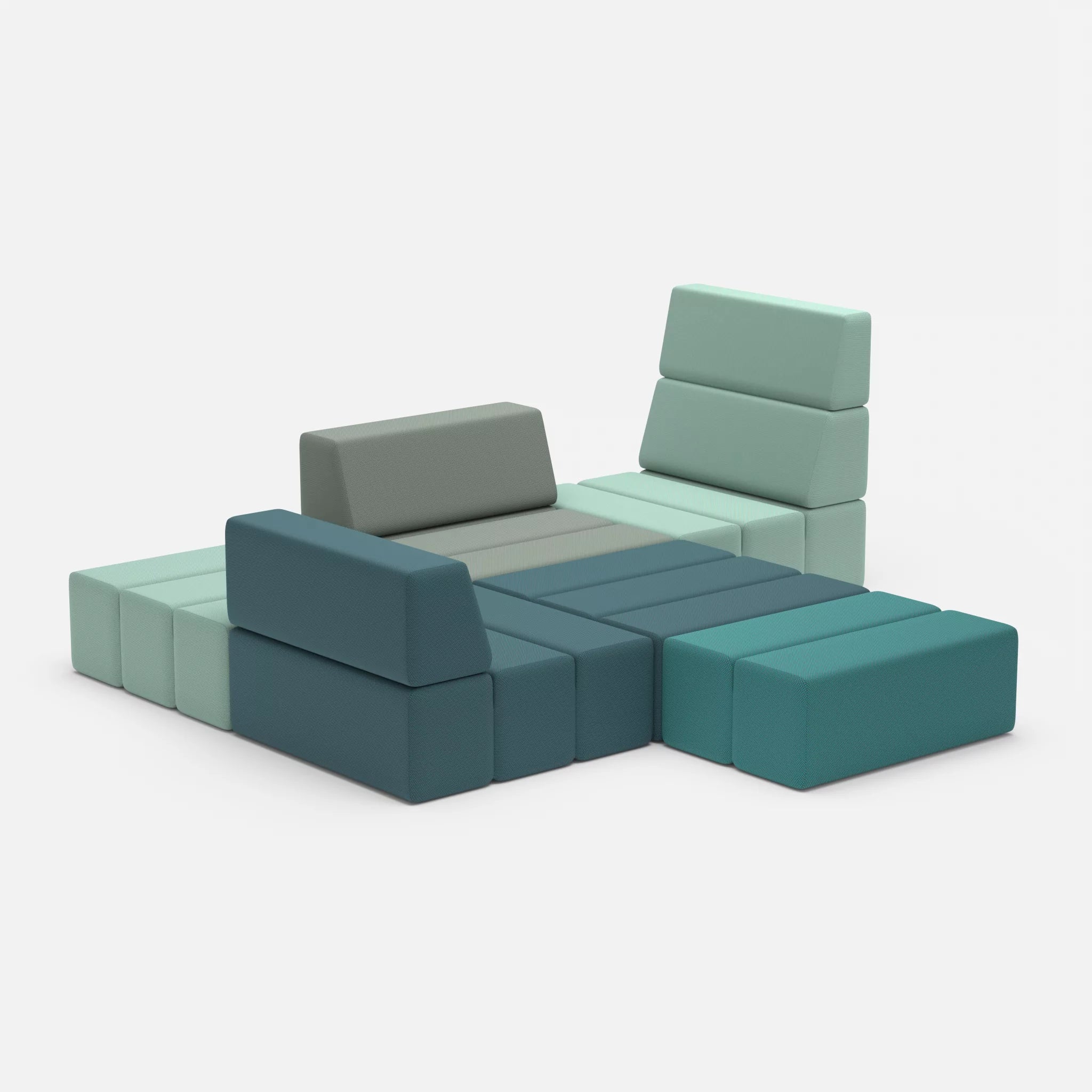 Ecksofa Bricks 3 novumlagoon-novumdelphi in Graublau und Graublau von der Seite