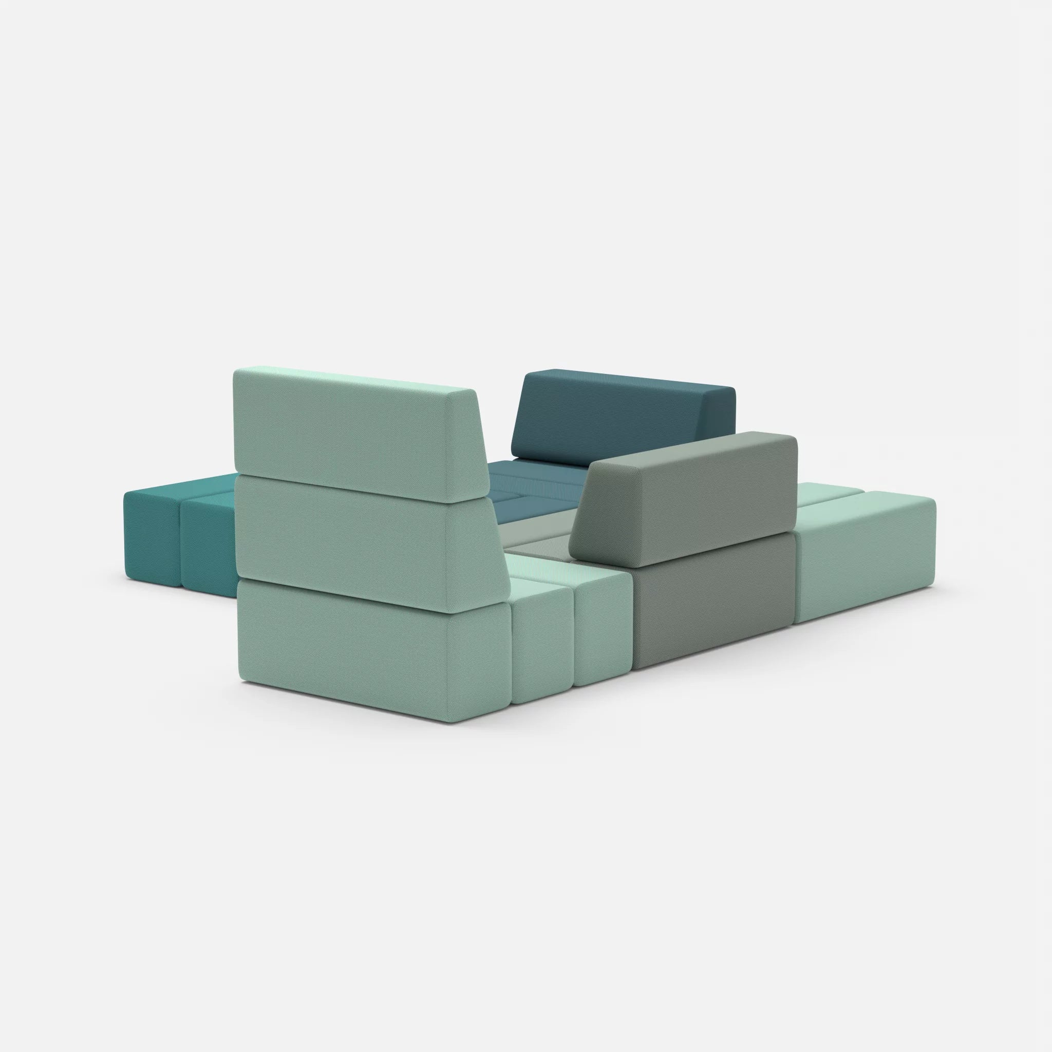 Ecksofa Bricks 3 novumlagoon-novumdelphi in Graublau und Graublau von hinten