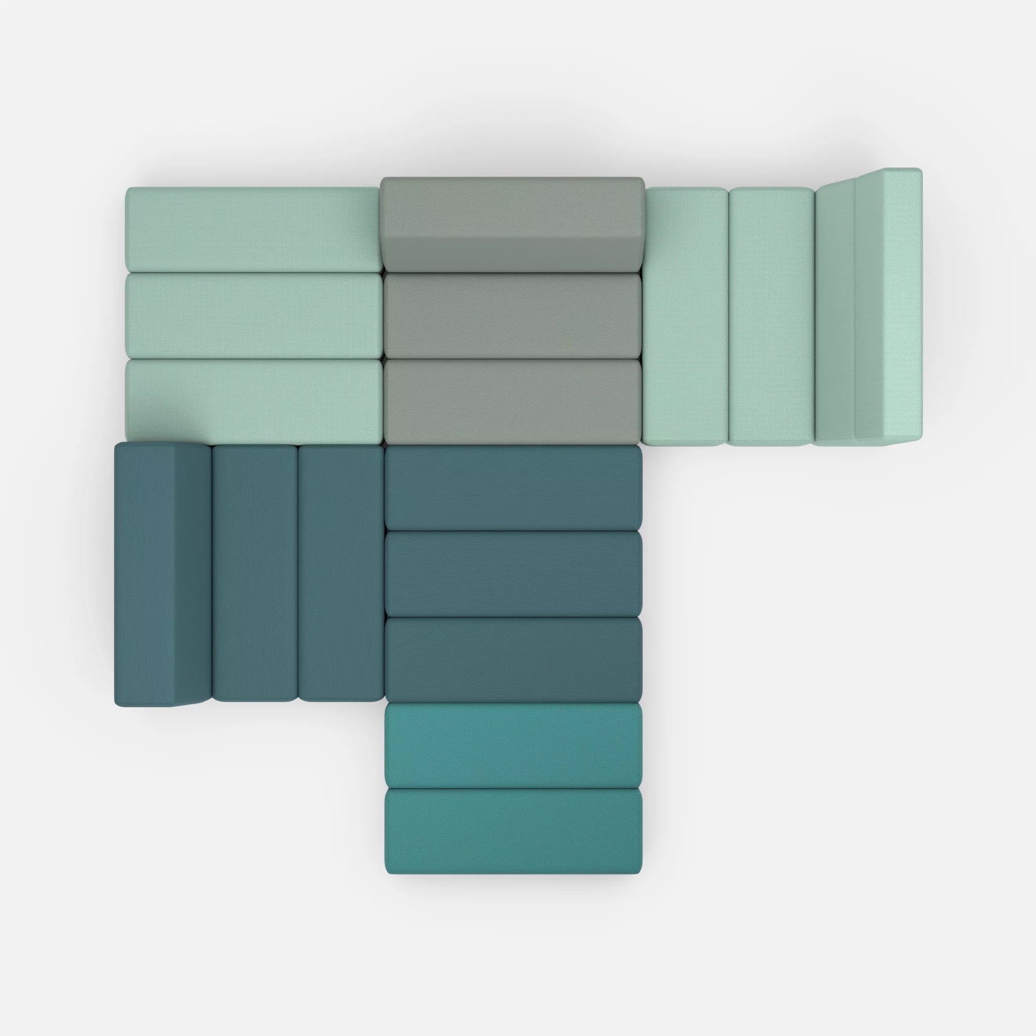 Ecksofa Bricks 3 novumlagoon-novumdelphi in Graublau und Graublau von oben