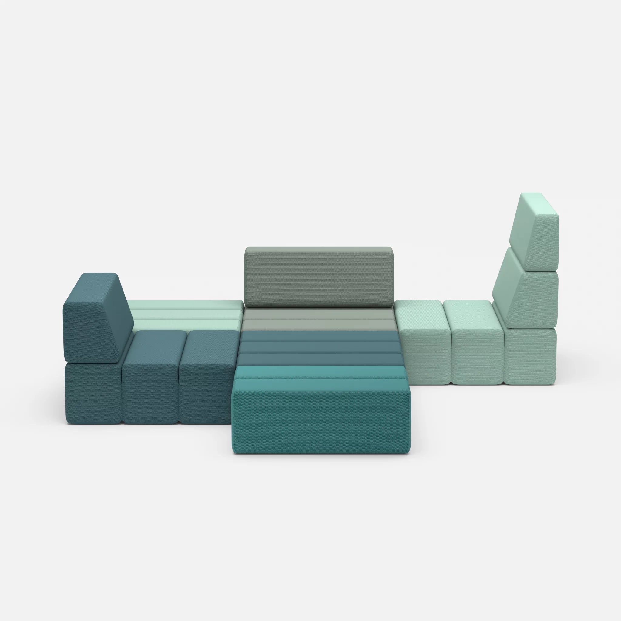 Ecksofa Bricks 3 novumlagoon-novumdelphi in Graublau und Graublau von vorne