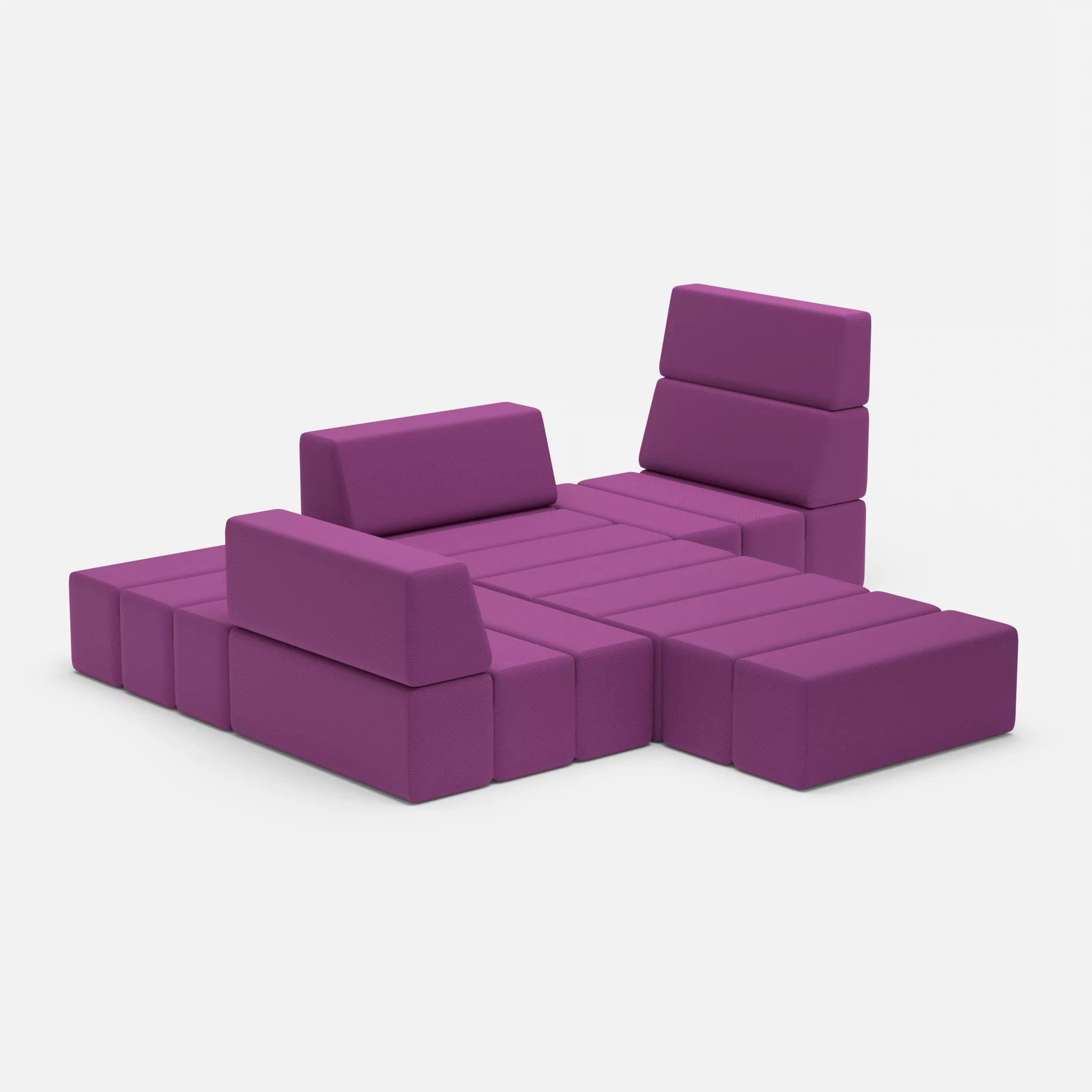 Ecksofa Bricks 3 novumviola in Violett von der Seite