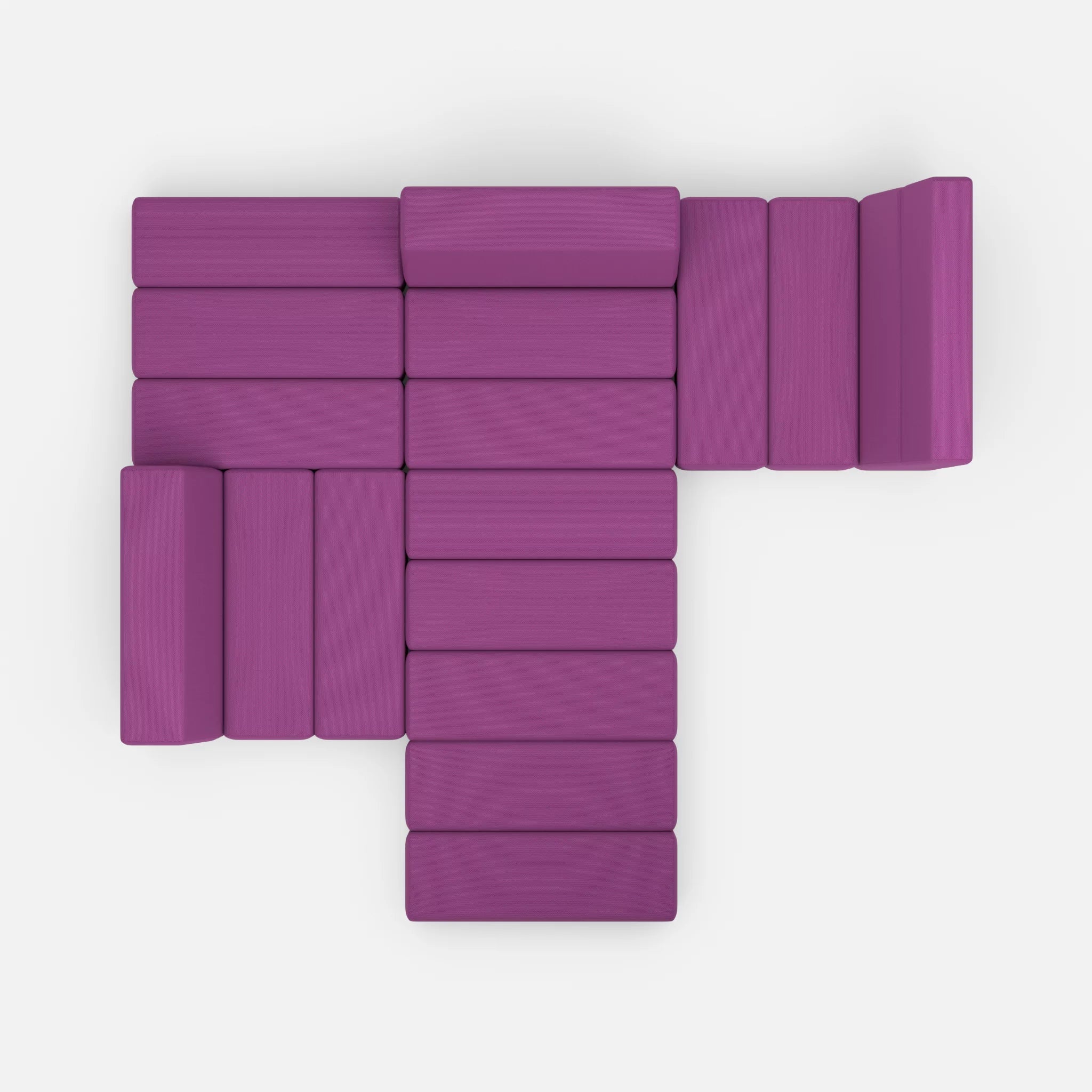 Ecksofa Bricks 3 novumviola in Violett von oben