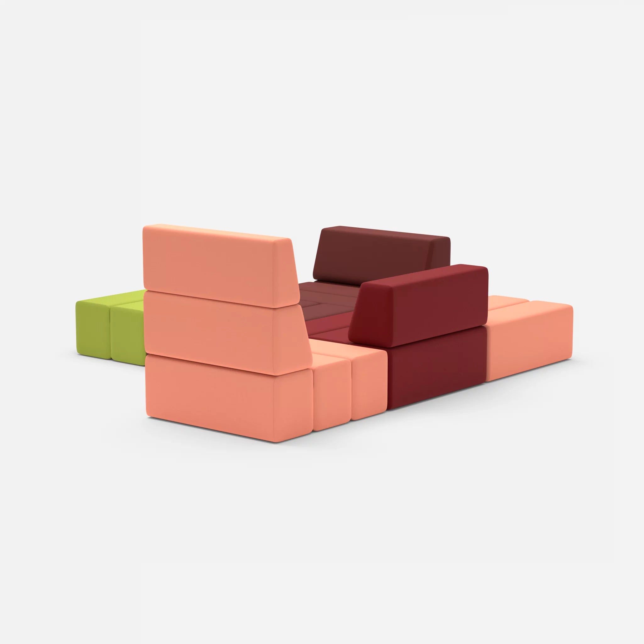 Ecksofa Bricks 3 radio4046-radio4028 in Coral und Rot von hinten