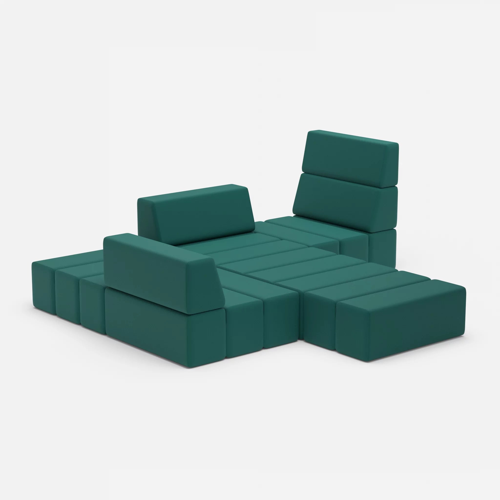 Ecksofa Bricks 3 radio6015 in Türkis von der Seite