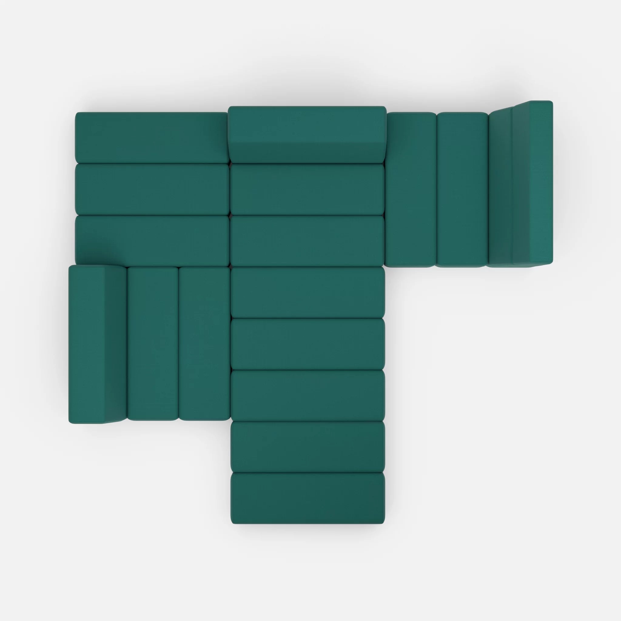 Ecksofa Bricks 3 radio6015 in Türkis von oben