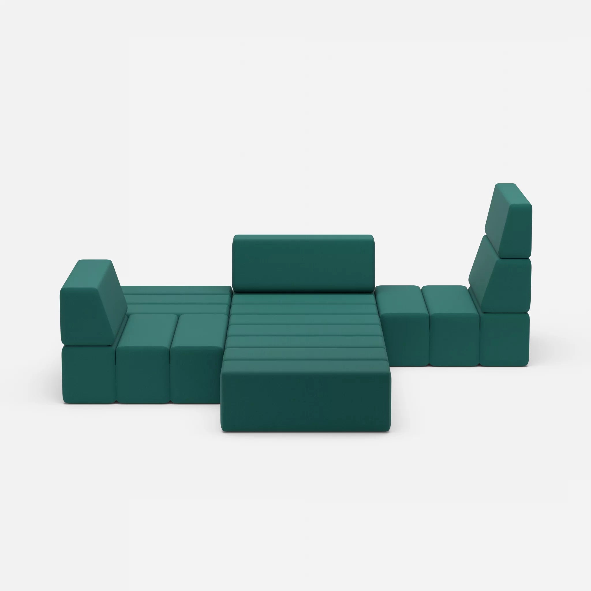 Ecksofa Bricks 3 radio6015 in Türkis von vorne