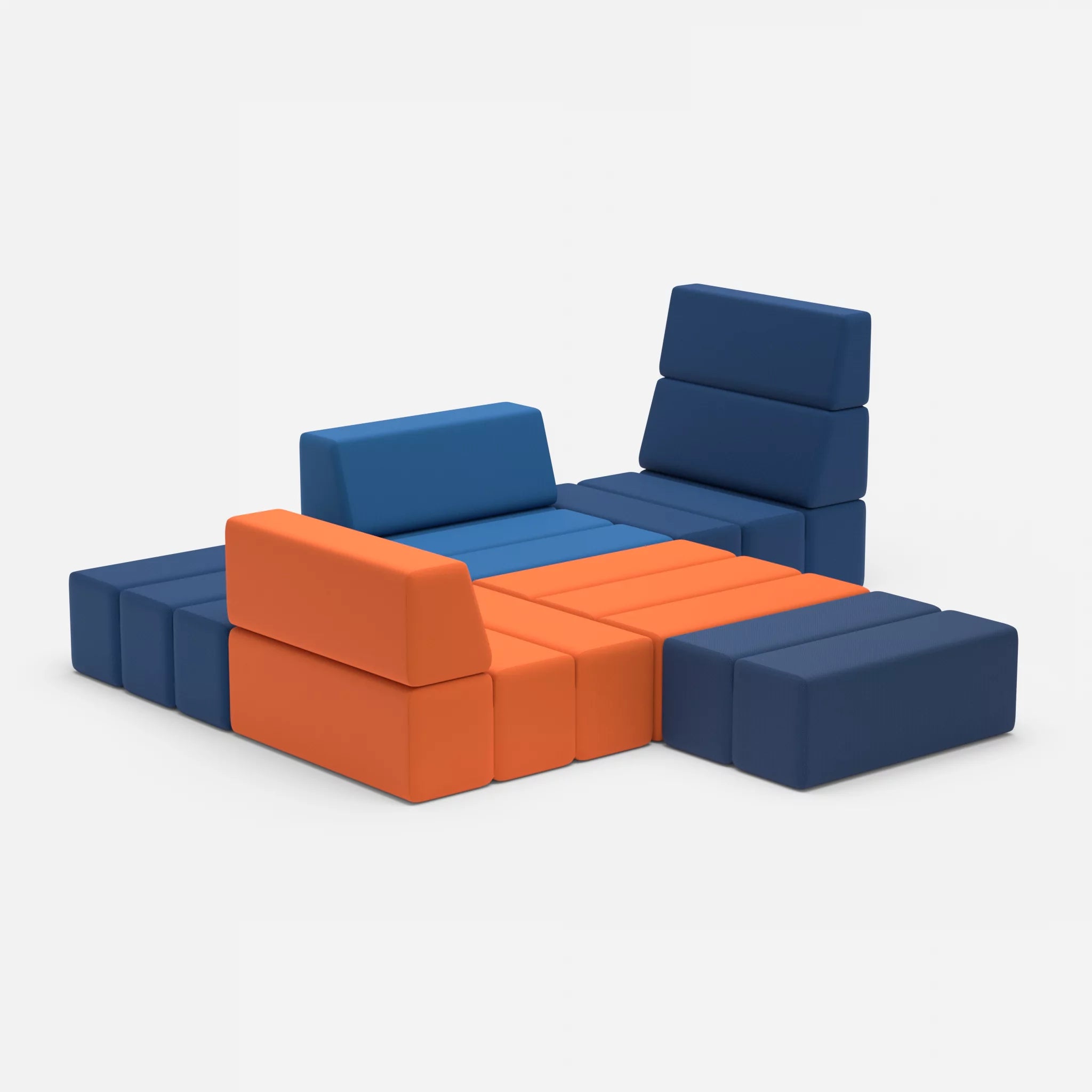 Ecksofa Bricks 3 radio6512-radio6075 in Dunkelblau und Blau von der Seite