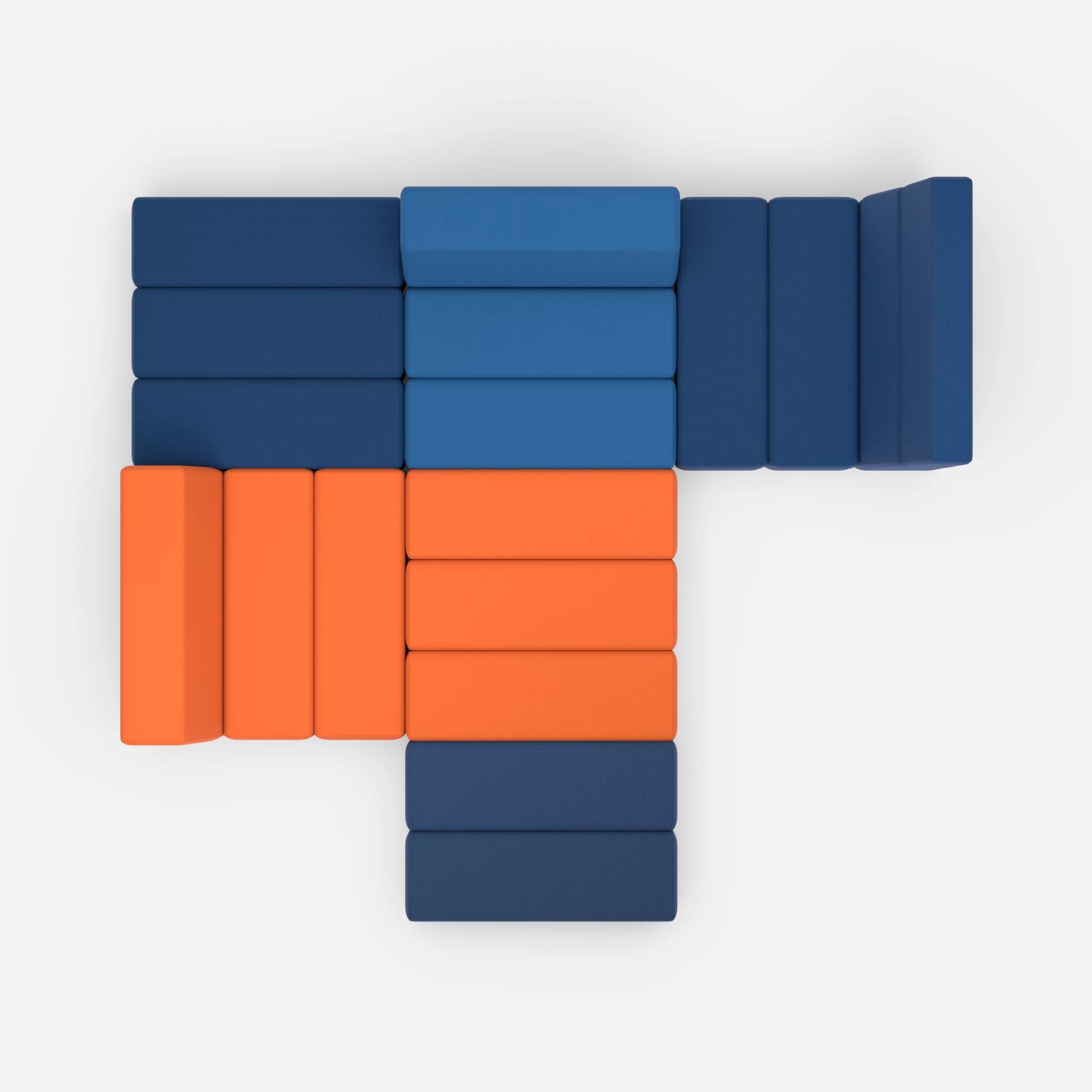 Ecksofa Bricks 3 radio6512-radio6075 in Dunkelblau und Blau von oben