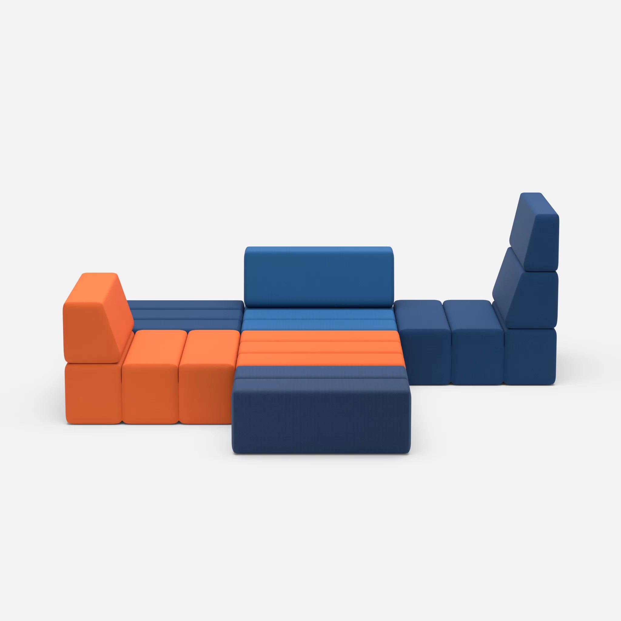 Ecksofa Bricks 3 radio6512-radio6075 in Dunkelblau und Blau von vorne