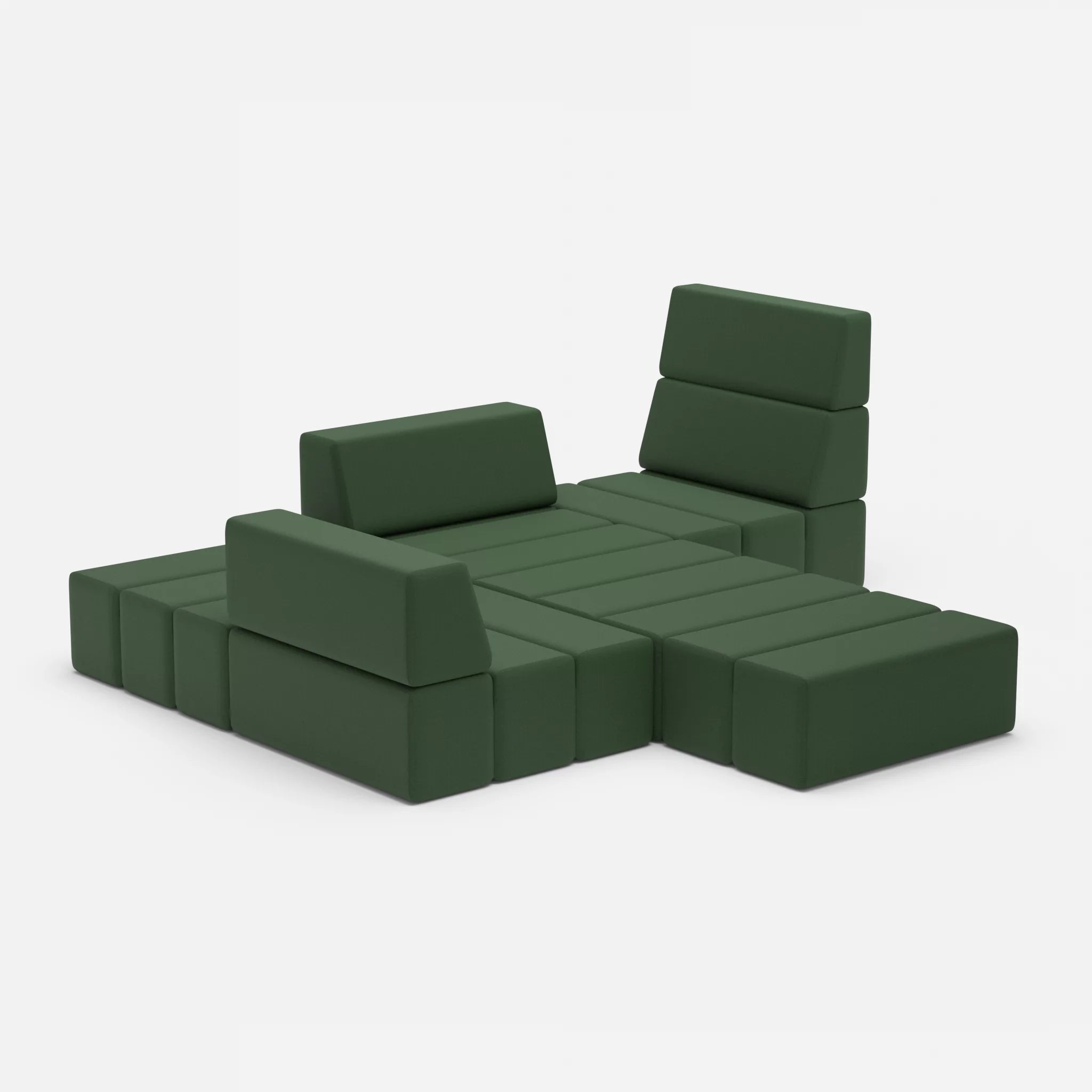 Ecksofa Bricks 3 radio7036 in Olive von der Seite