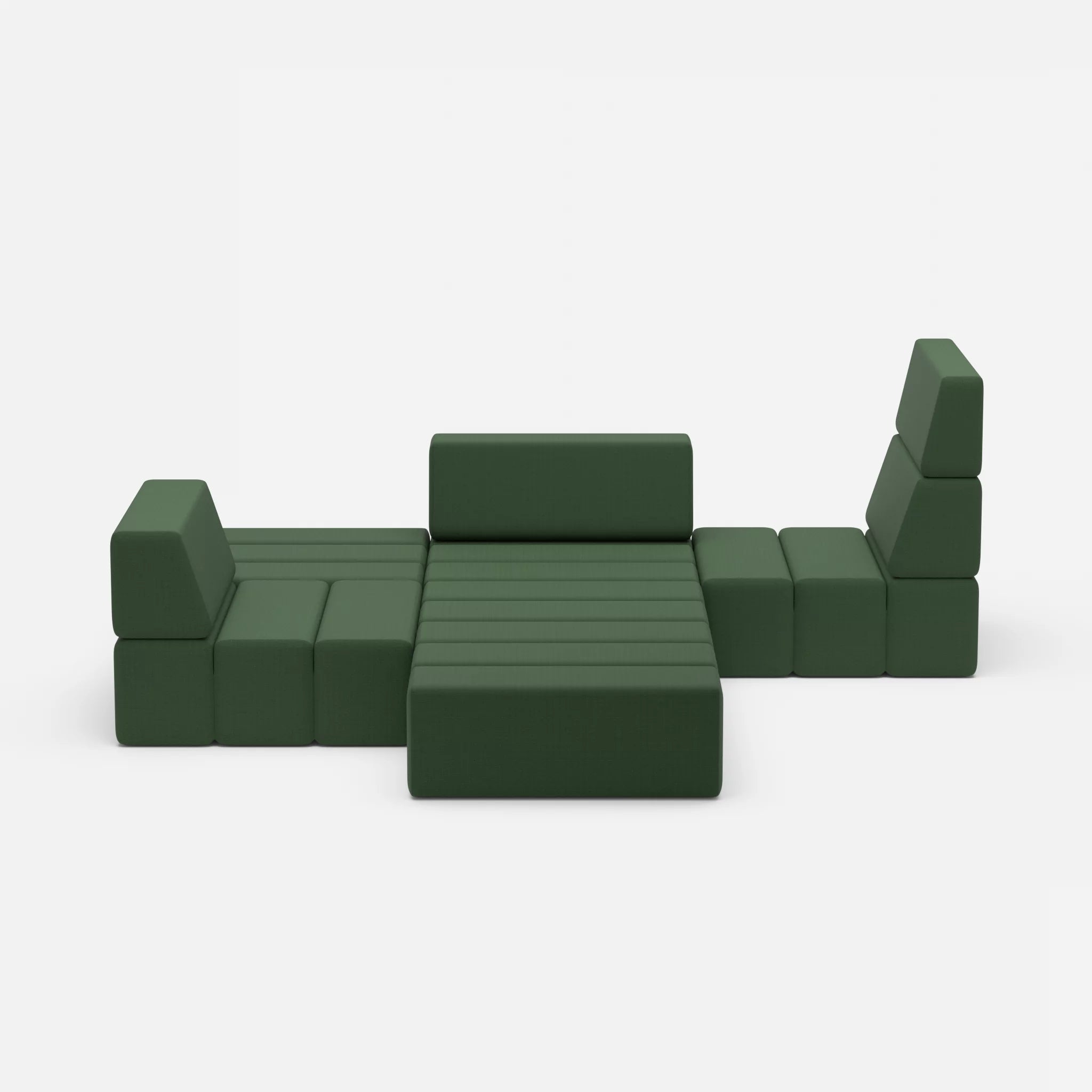 Ecksofa Bricks 3 radio7036 in Olive von vorne