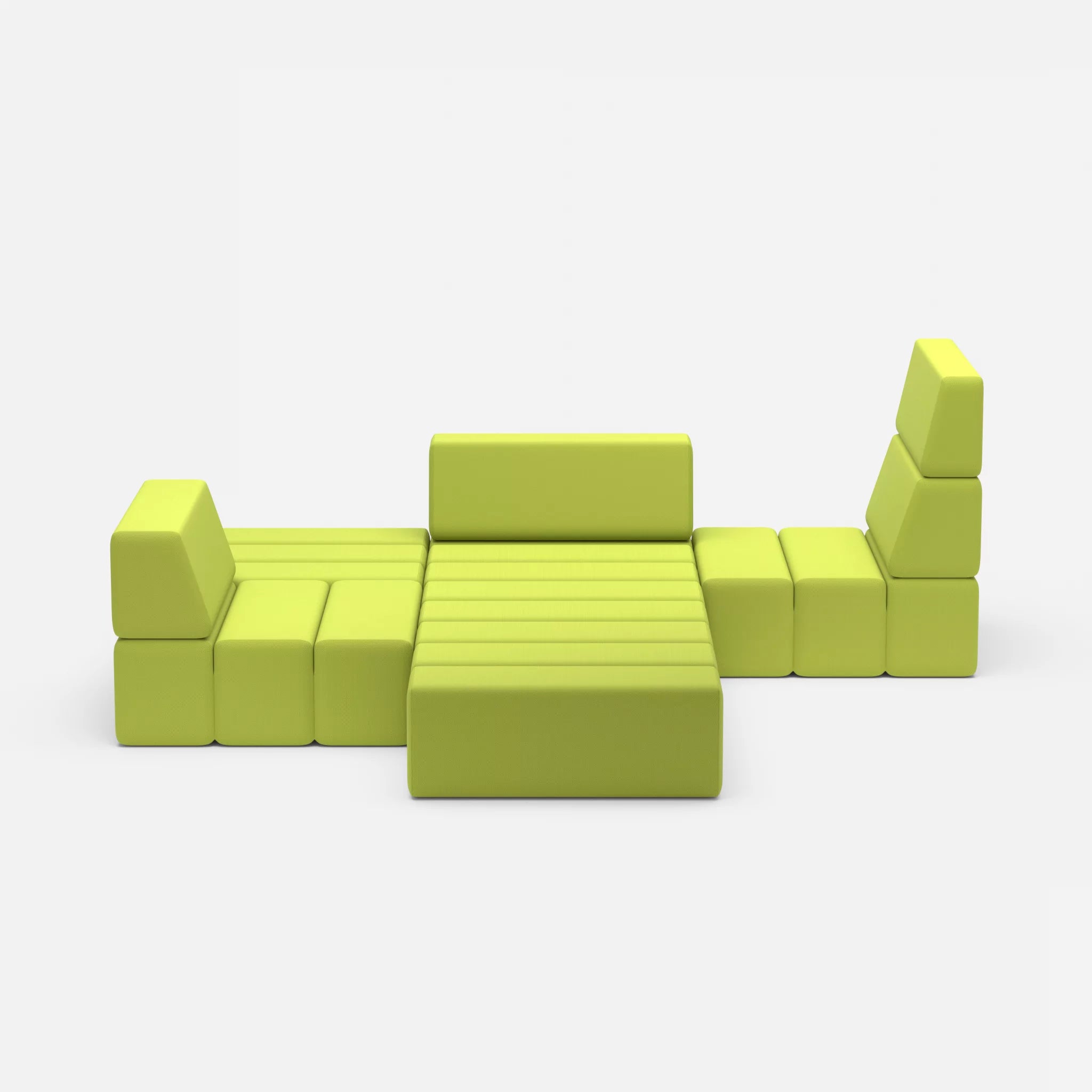 Ecksofa Bricks 3 radio7041 in Hellgrün von vorne