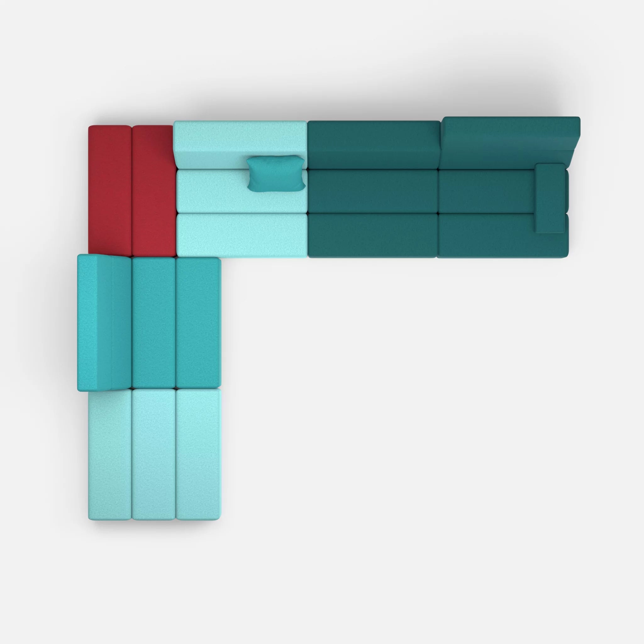 Ecksofa Bricks 4 dama0030-dama0076 in Türkis und Türkis von oben