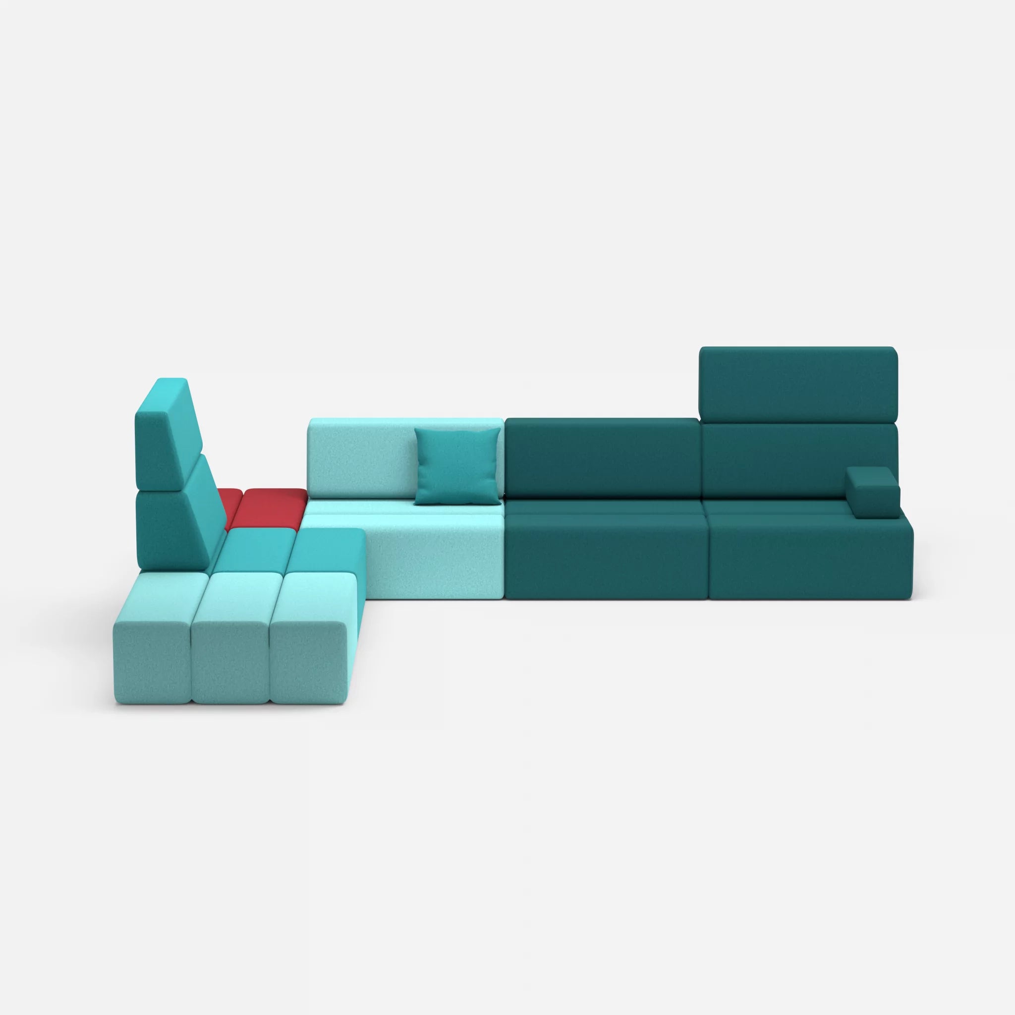 Ecksofa Bricks 4 dama0030-dama0076 in Türkis und Türkis von vorne
