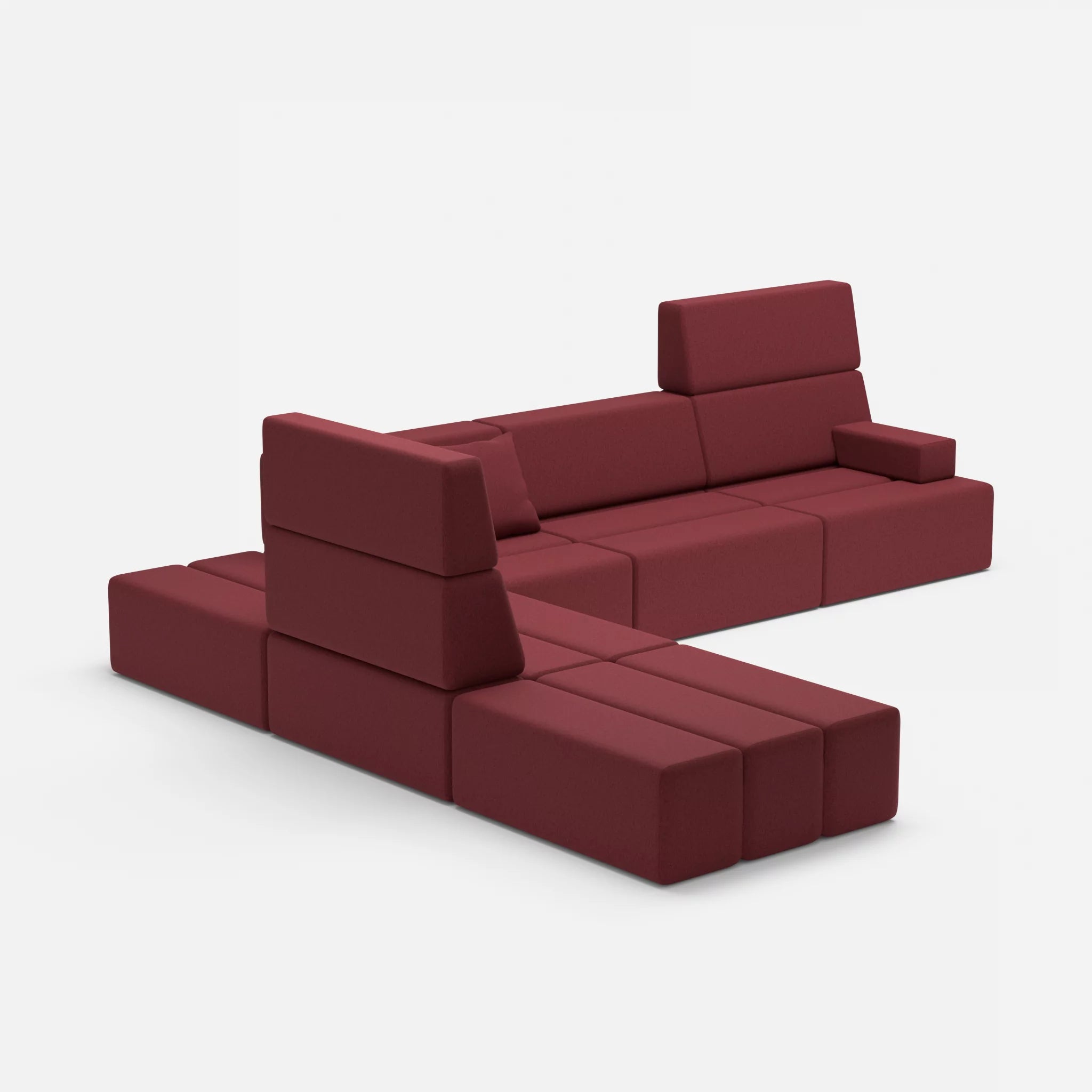 Ecksofa Bricks 4 dama0034 in Bordeaux von der Seite