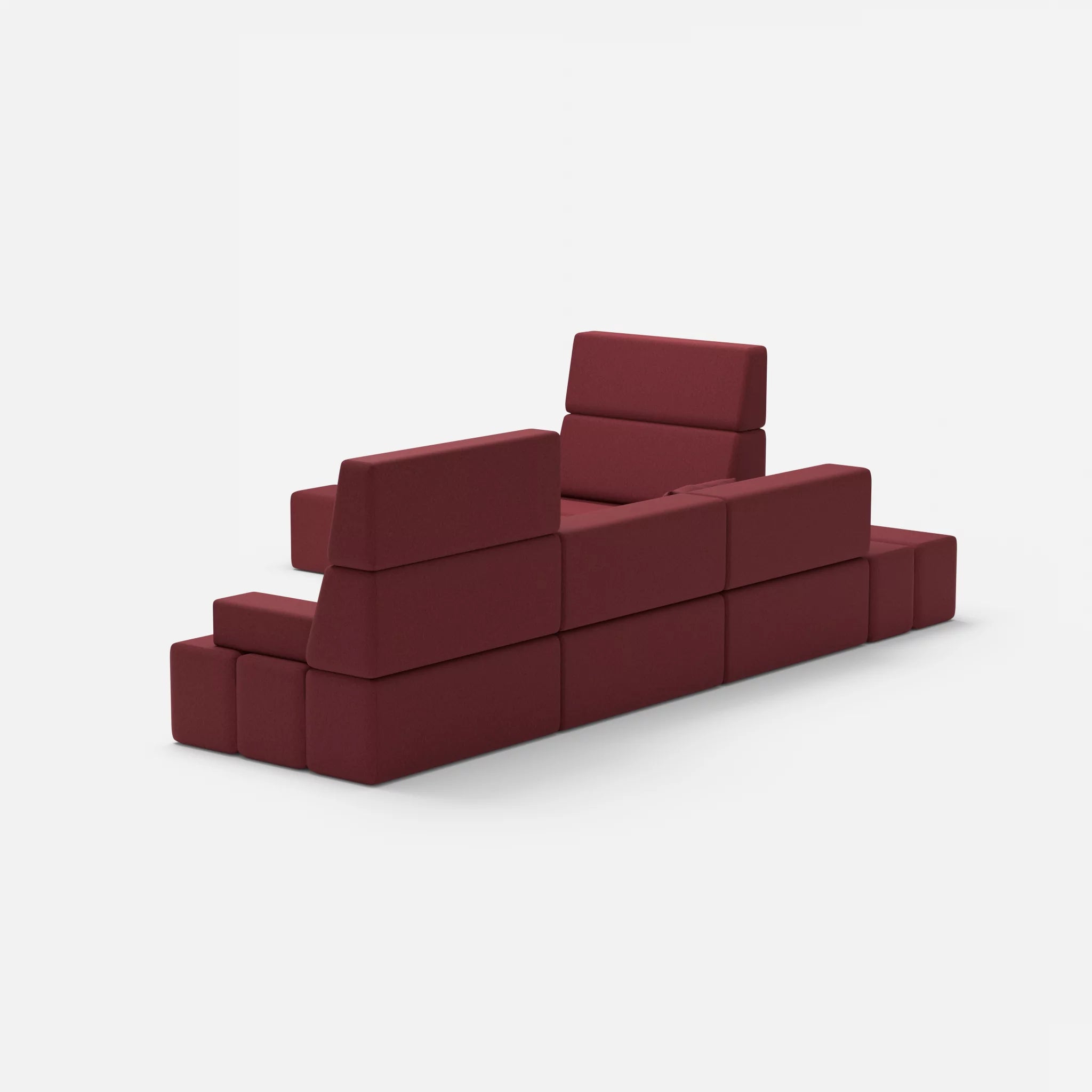 Ecksofa Bricks 4 dama0034 in Bordeaux von hinten