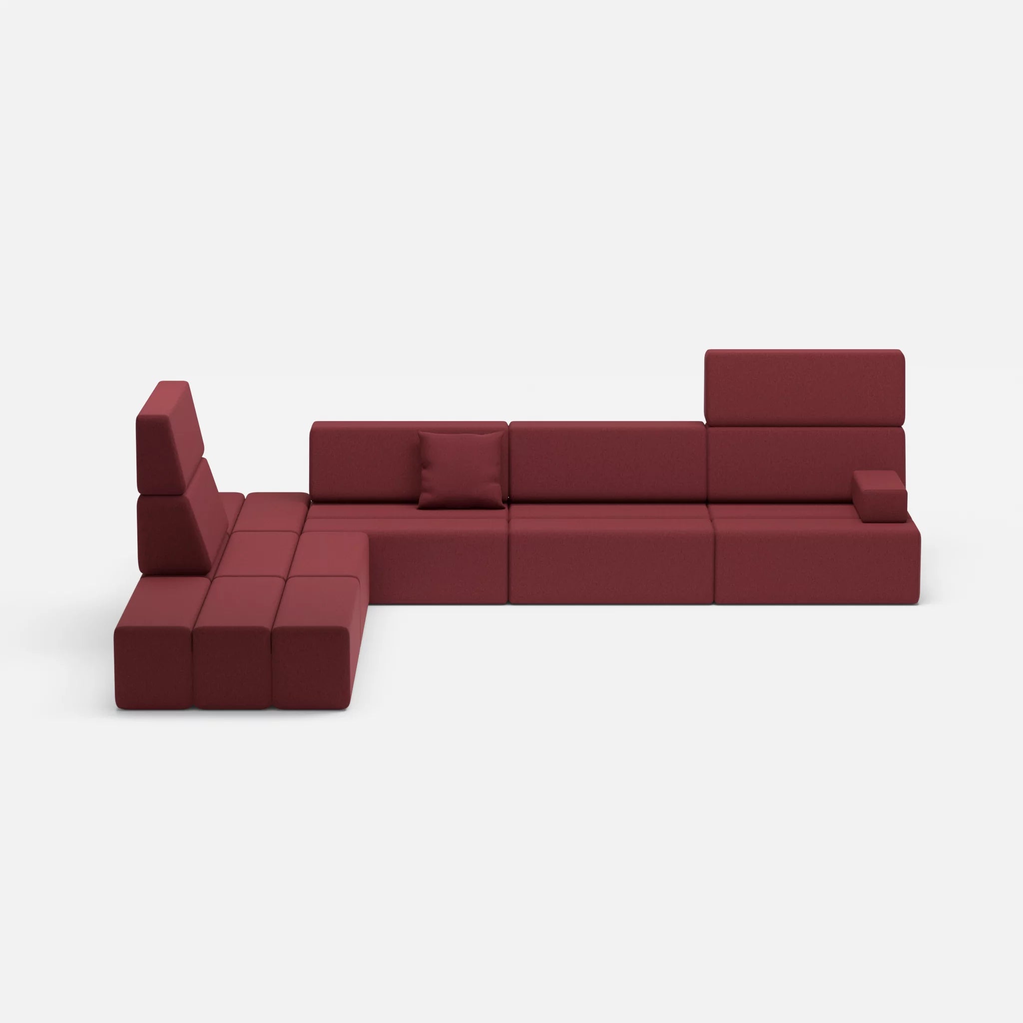 Ecksofa Bricks 4 dama0034 in Bordeaux von vorne