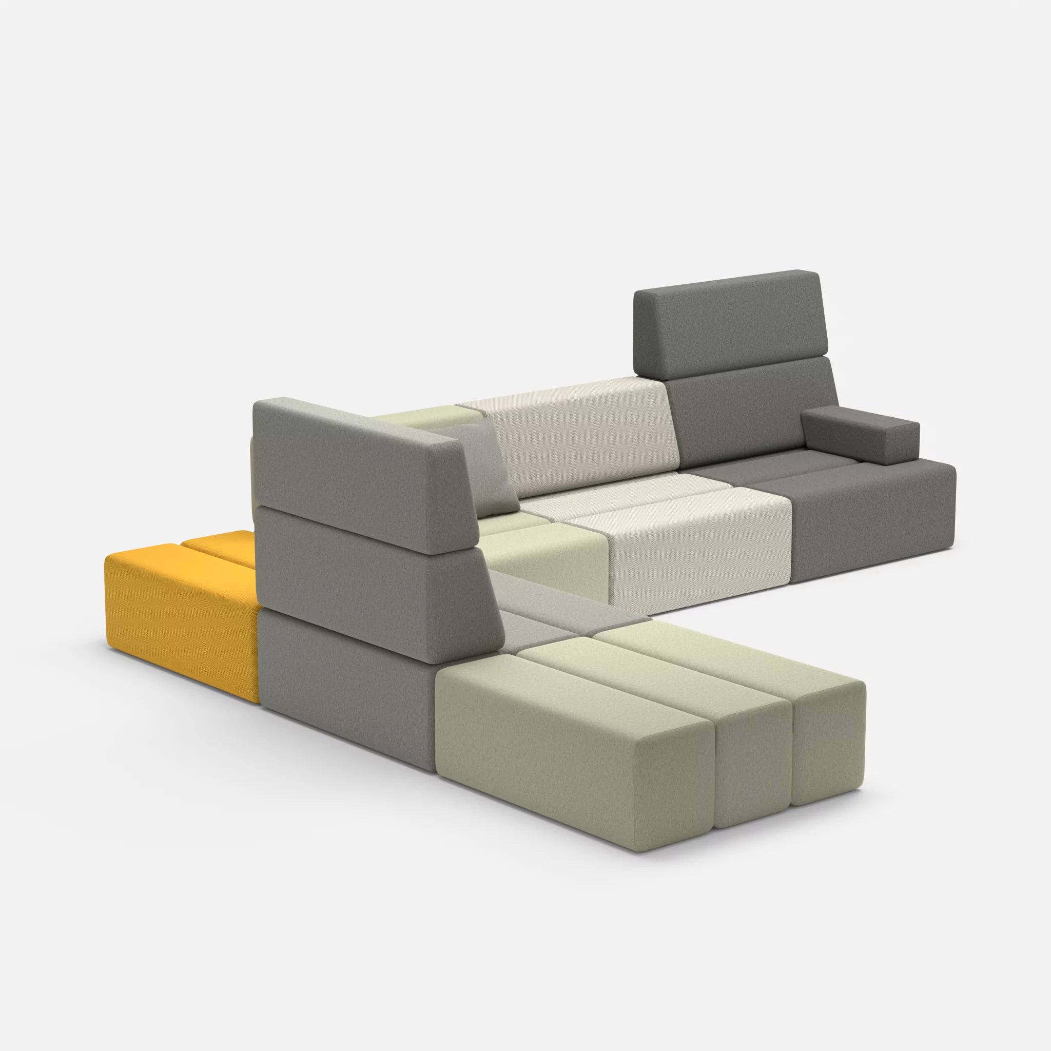 Ecksofa Bricks 4 dama0057-dama0003 in Hellgrau und Mittelgrau von der Seite