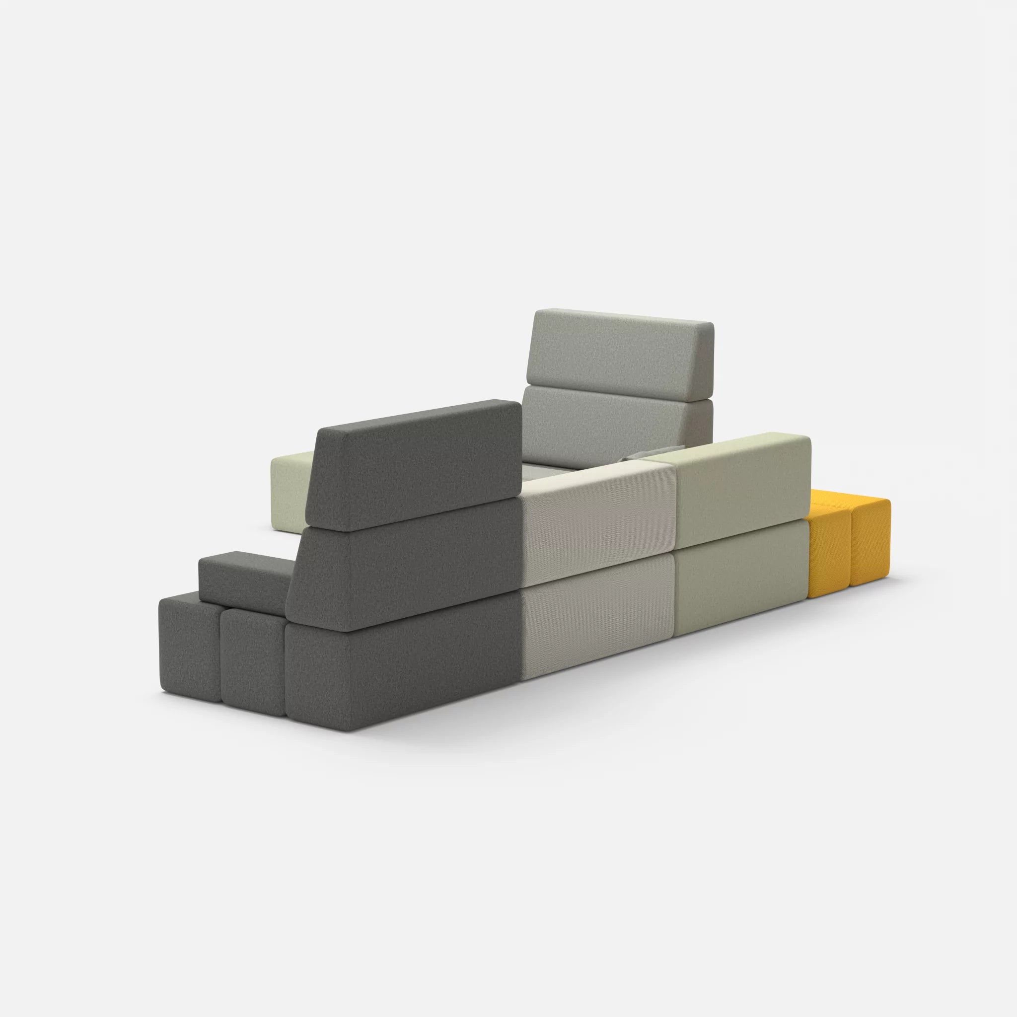 Ecksofa Bricks 4 dama0057-dama0003 in Hellgrau und Mittelgrau von hinten