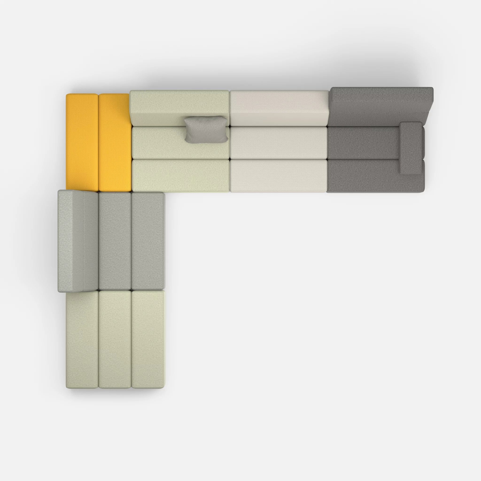 Ecksofa Bricks 4 dama0057-dama0003 in Hellgrau und Mittelgrau von oben