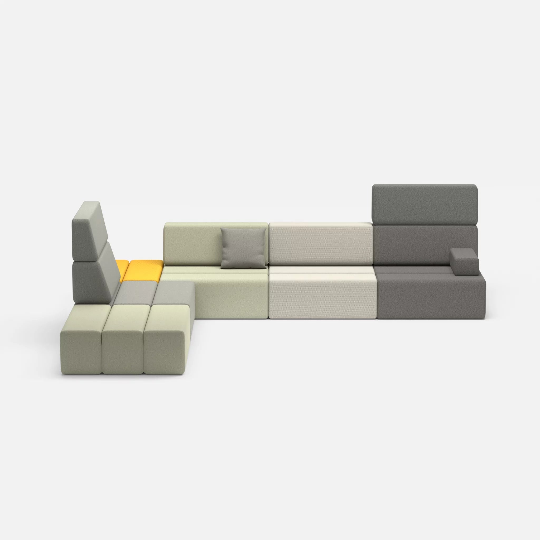 Ecksofa Bricks 4 dama0057-dama0003 in Hellgrau und Mittelgrau von vorne