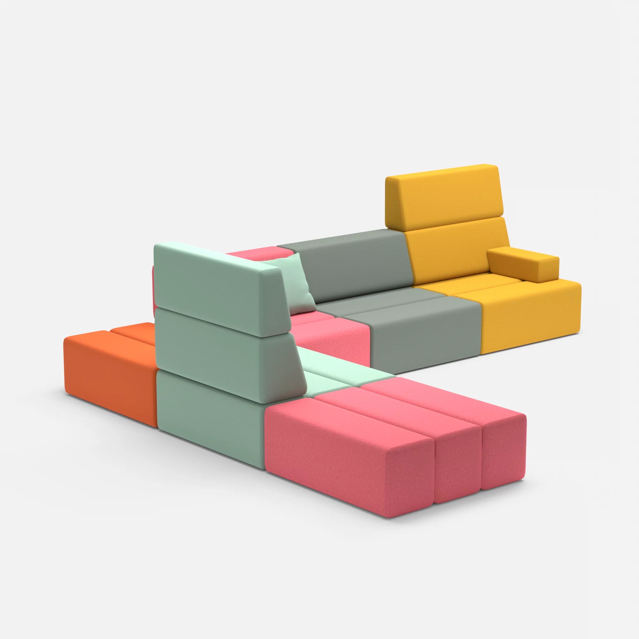 Ecksofa Bricks 4 dama0083-radio7045 in Pink und Hellblau von der Seite