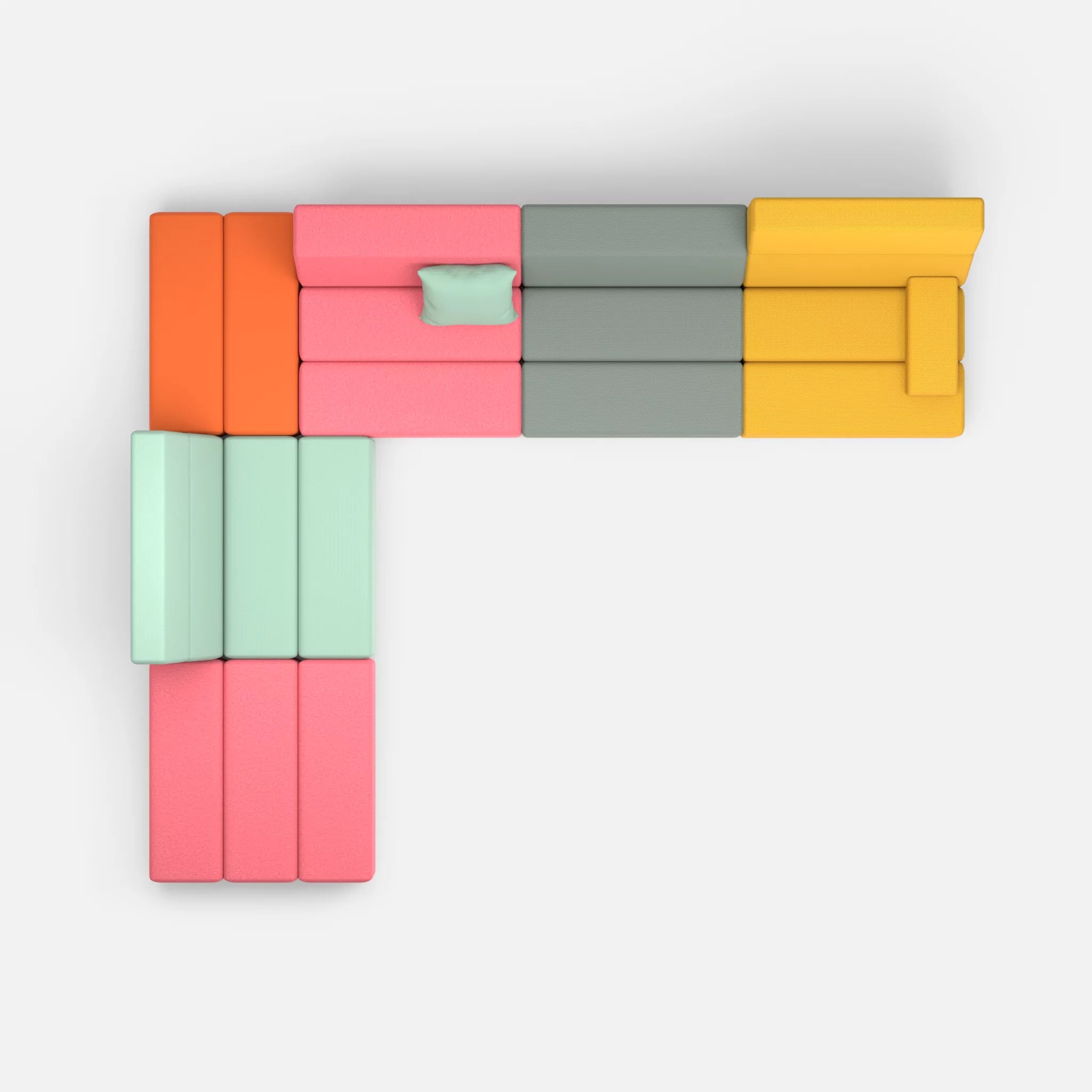 Ecksofa Bricks 4 dama0083-radio7045 in Pink und Hellblau von oben