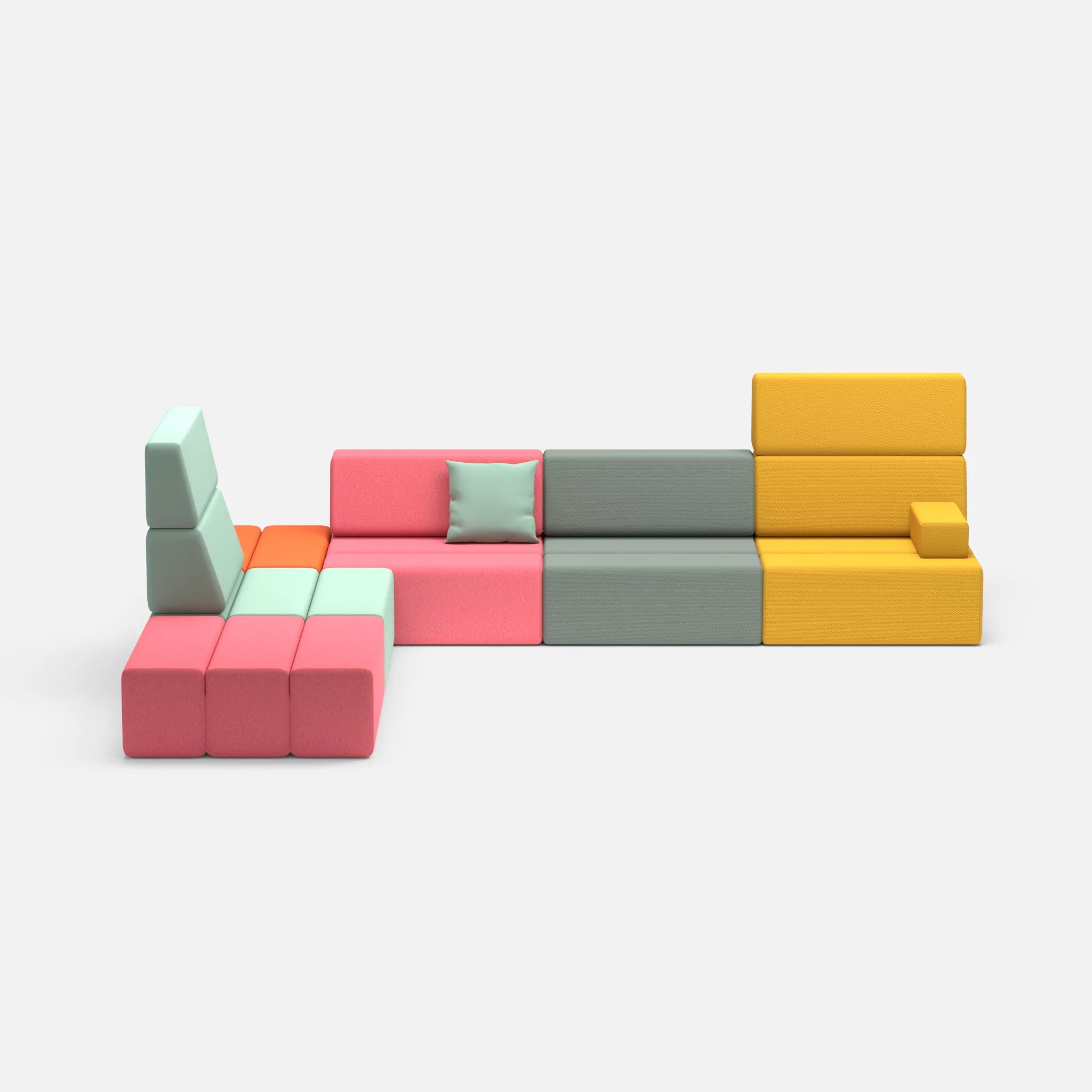 Ecksofa Bricks 4 dama0083-radio7045 in Pink und Hellblau von vorne