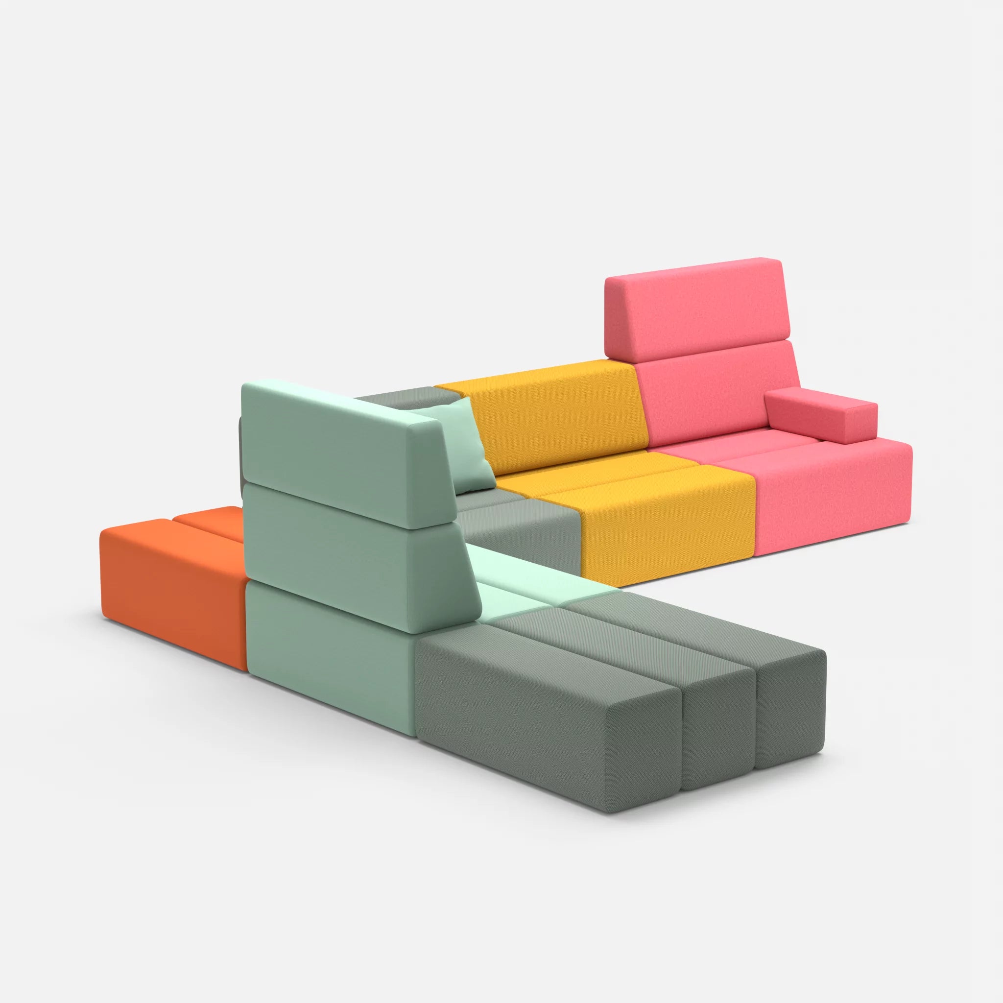 Ecksofa Bricks 4 novumdelphi-radio7045 in Graublau und Hellblau von der Seite