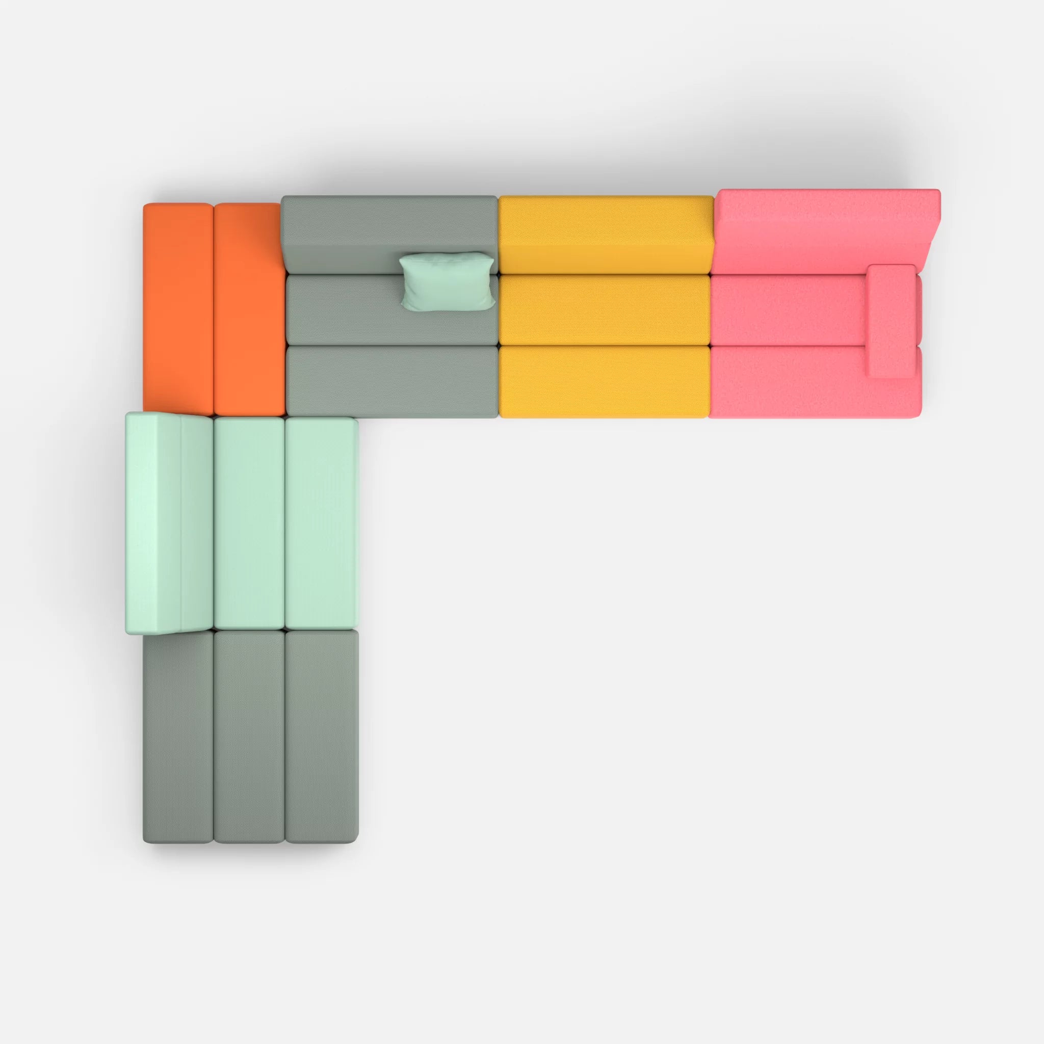 Ecksofa Bricks 4 novumdelphi-radio7045 in Graublau und Hellblau von oben