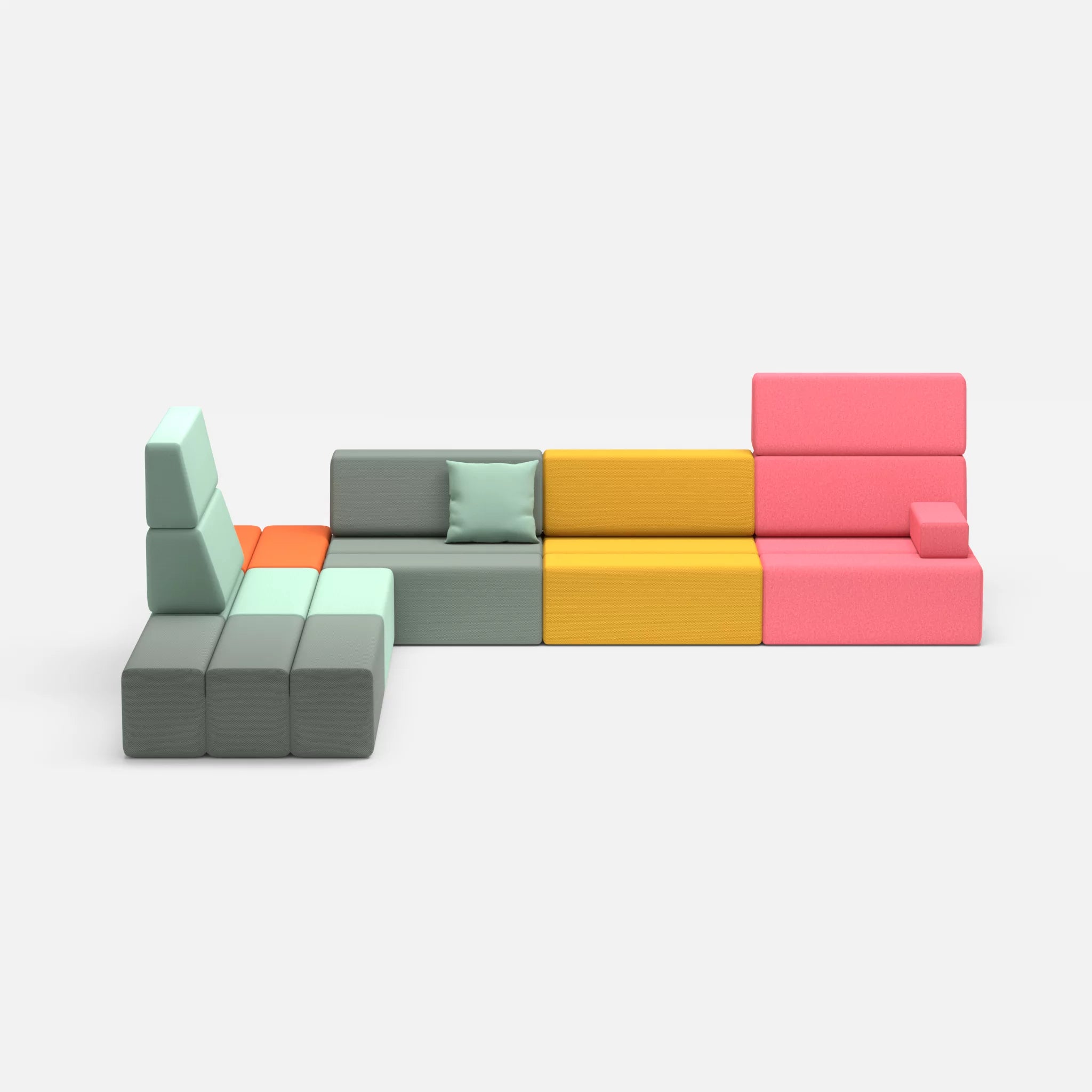 Ecksofa Bricks 4 novumdelphi-radio7045 in Graublau und Hellblau von vorne
