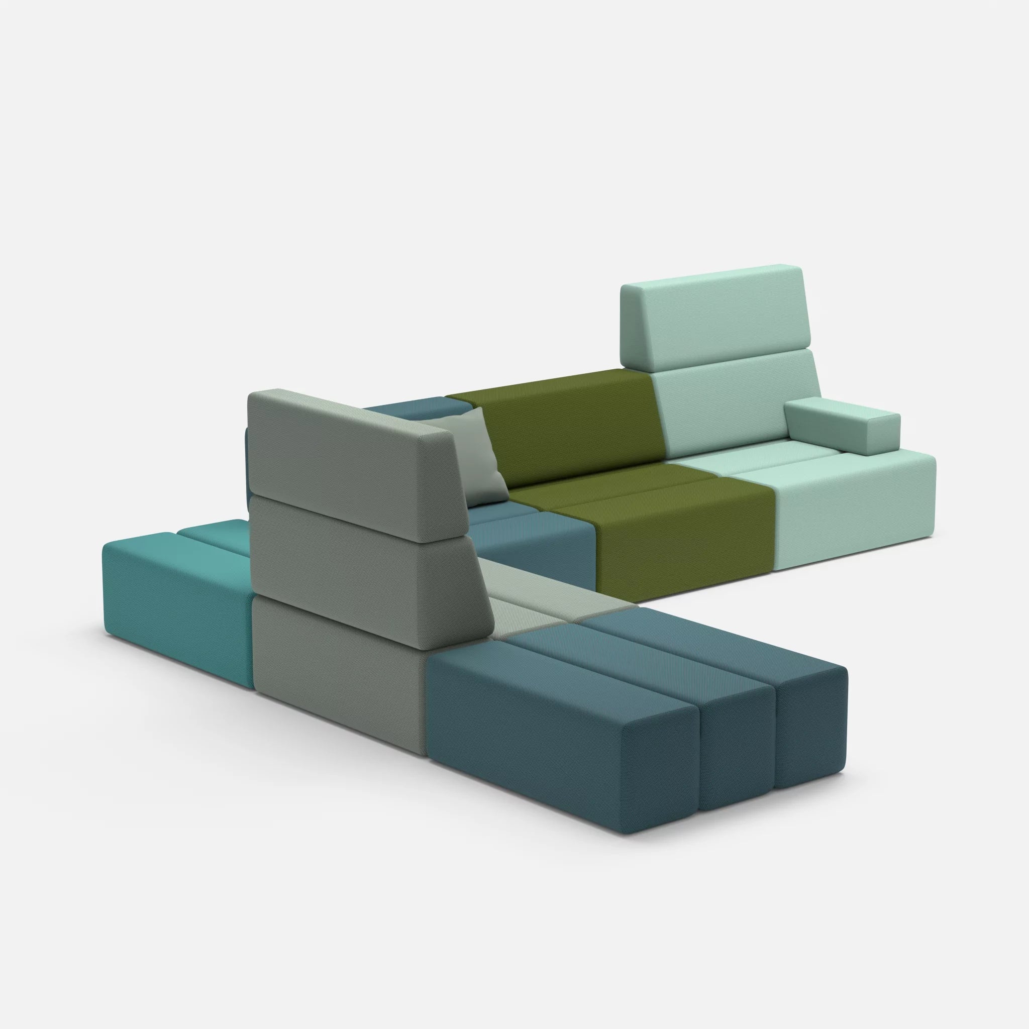 Ecksofa Bricks 4 novumsamoa-novumdelphi in Dunkelblau und Graublau von der Seite