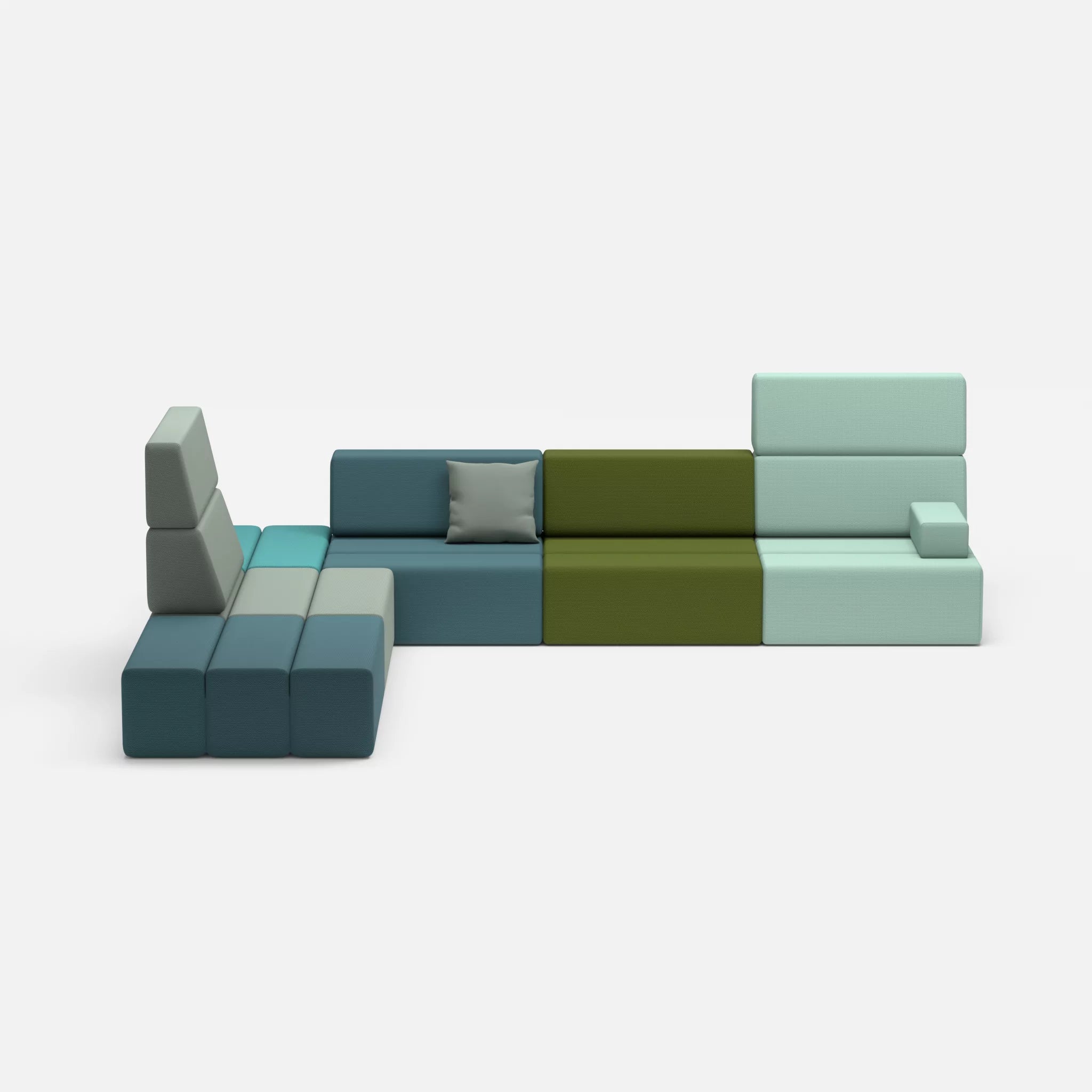 Ecksofa Bricks 4 novumsamoa-novumdelphi in Dunkelblau und Graublau von vorne