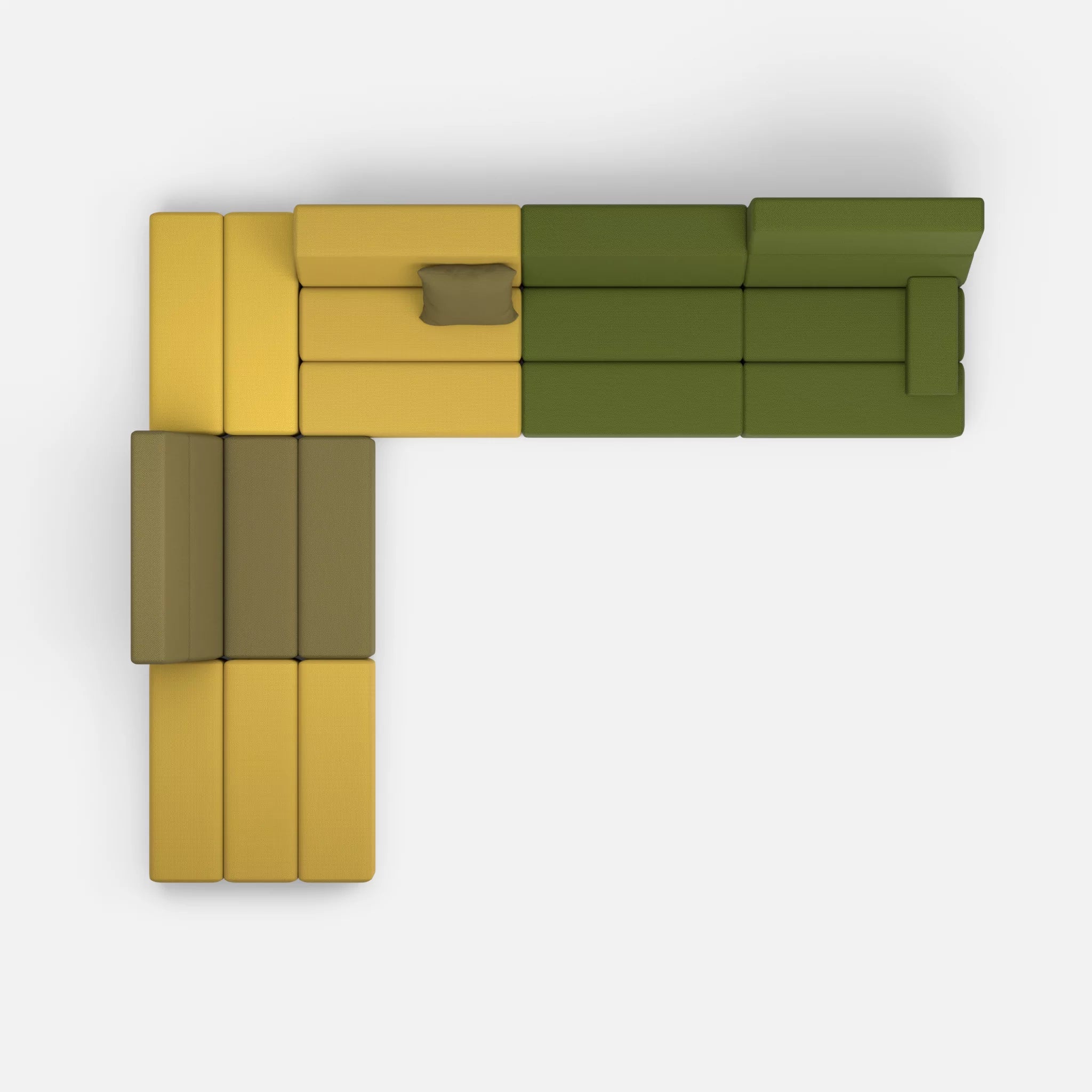 Ecksofa Bricks 4 novumtivoli-novumpinie in Hellgrün und Dunkelgrün von oben