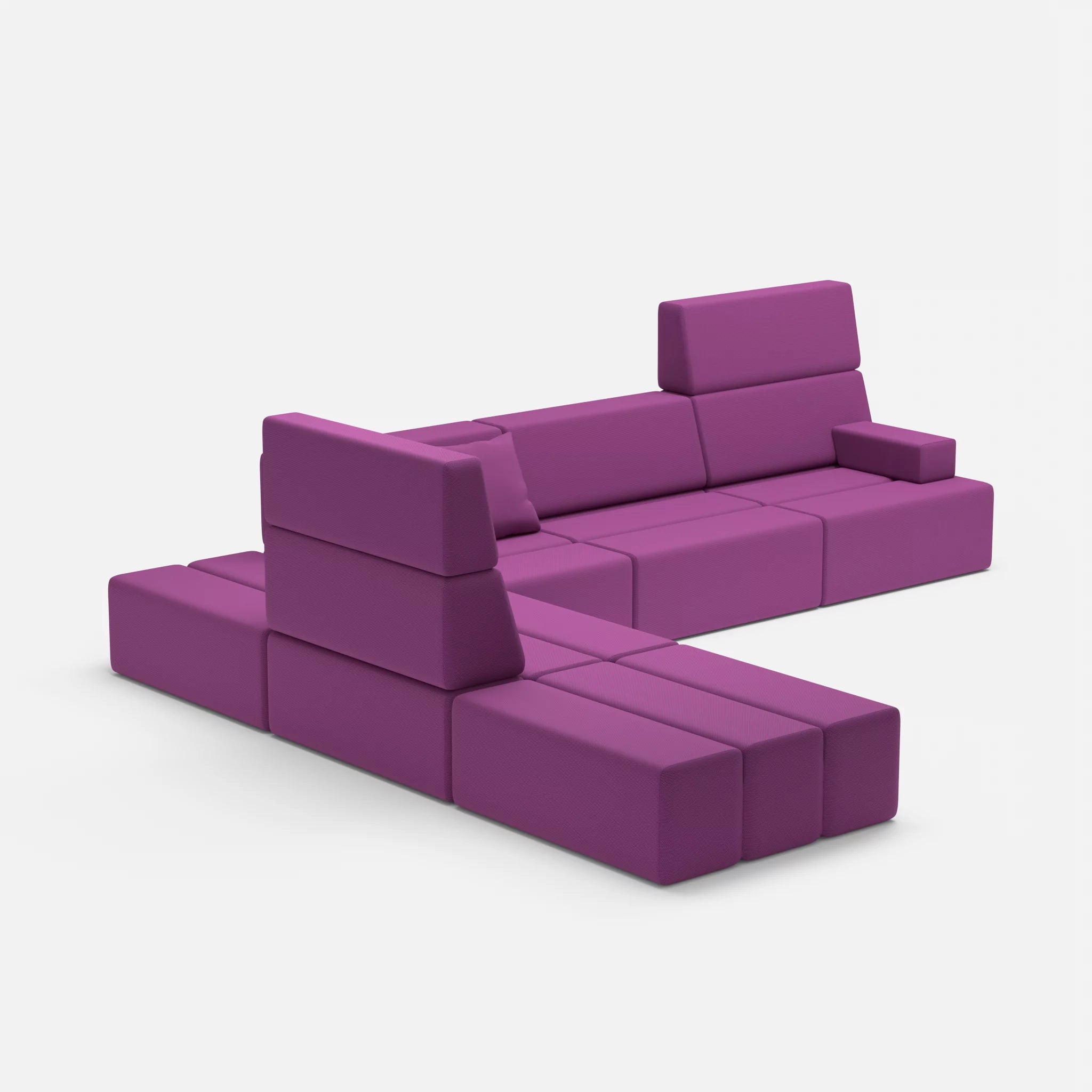 Ecksofa Bricks 4 novumviola in Violett von der Seite