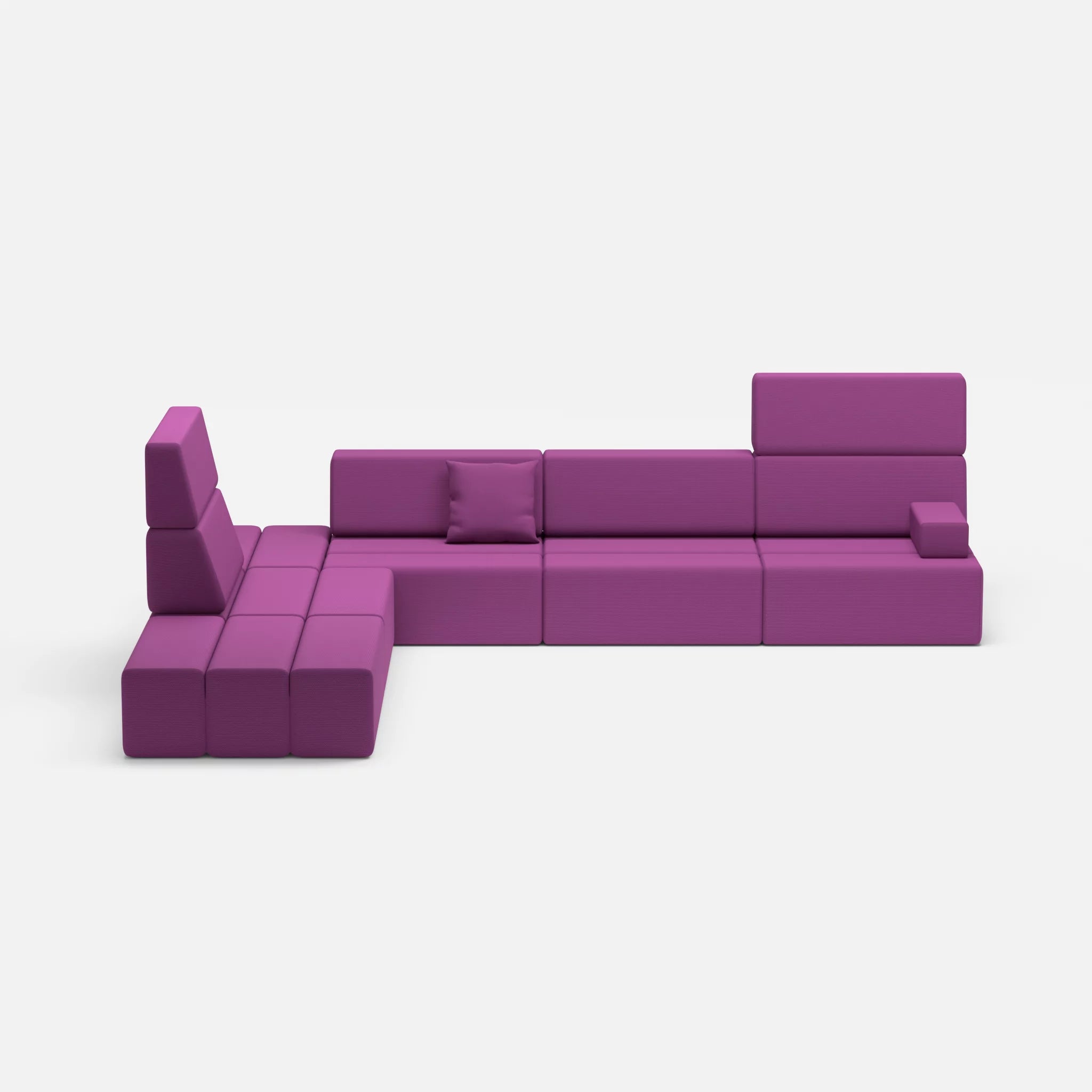 Ecksofa Bricks 4 novumviola in Violett von vorne