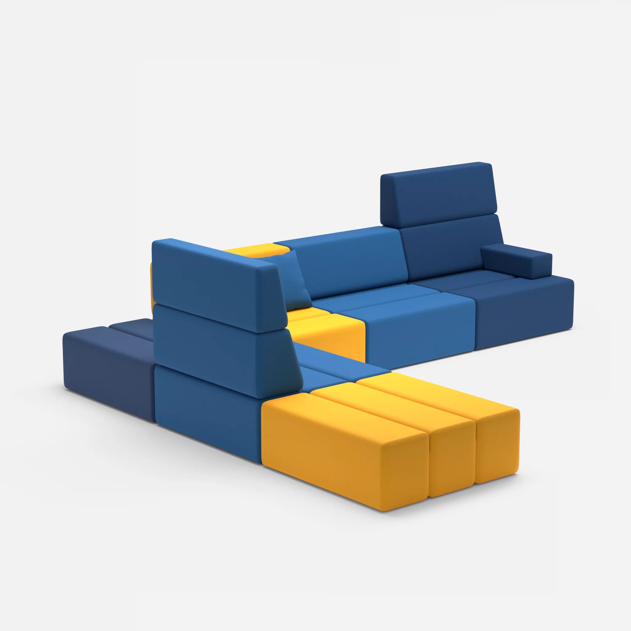 Ecksofa Bricks 4 radio3008-radio6075 in Gelb und Blau von der Seite