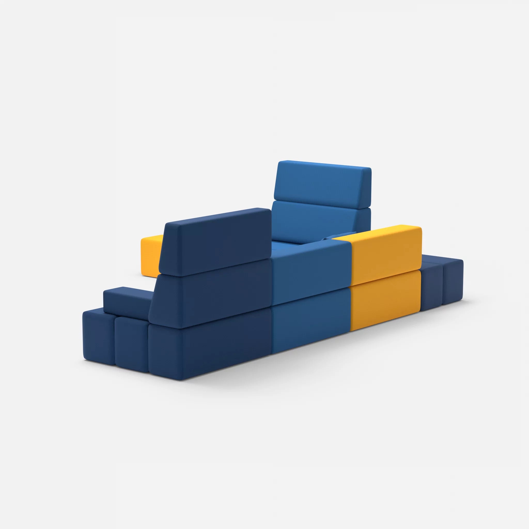 Ecksofa Bricks 4 radio3008-radio6075 in Gelb und Blau von hinten