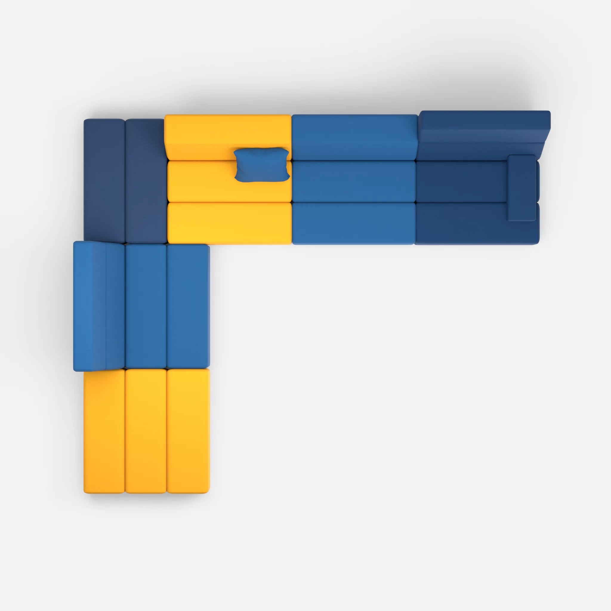 Ecksofa Bricks 4 radio3008-radio6075 in Gelb und Blau von oben